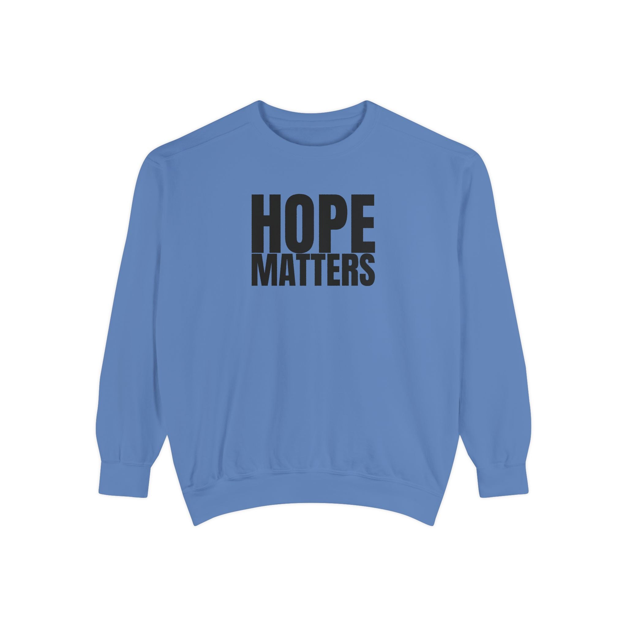 Multi Color Hope Matters Embroidered Minimalist Logo Sweatshirt — White Crewneck Casual Pullover