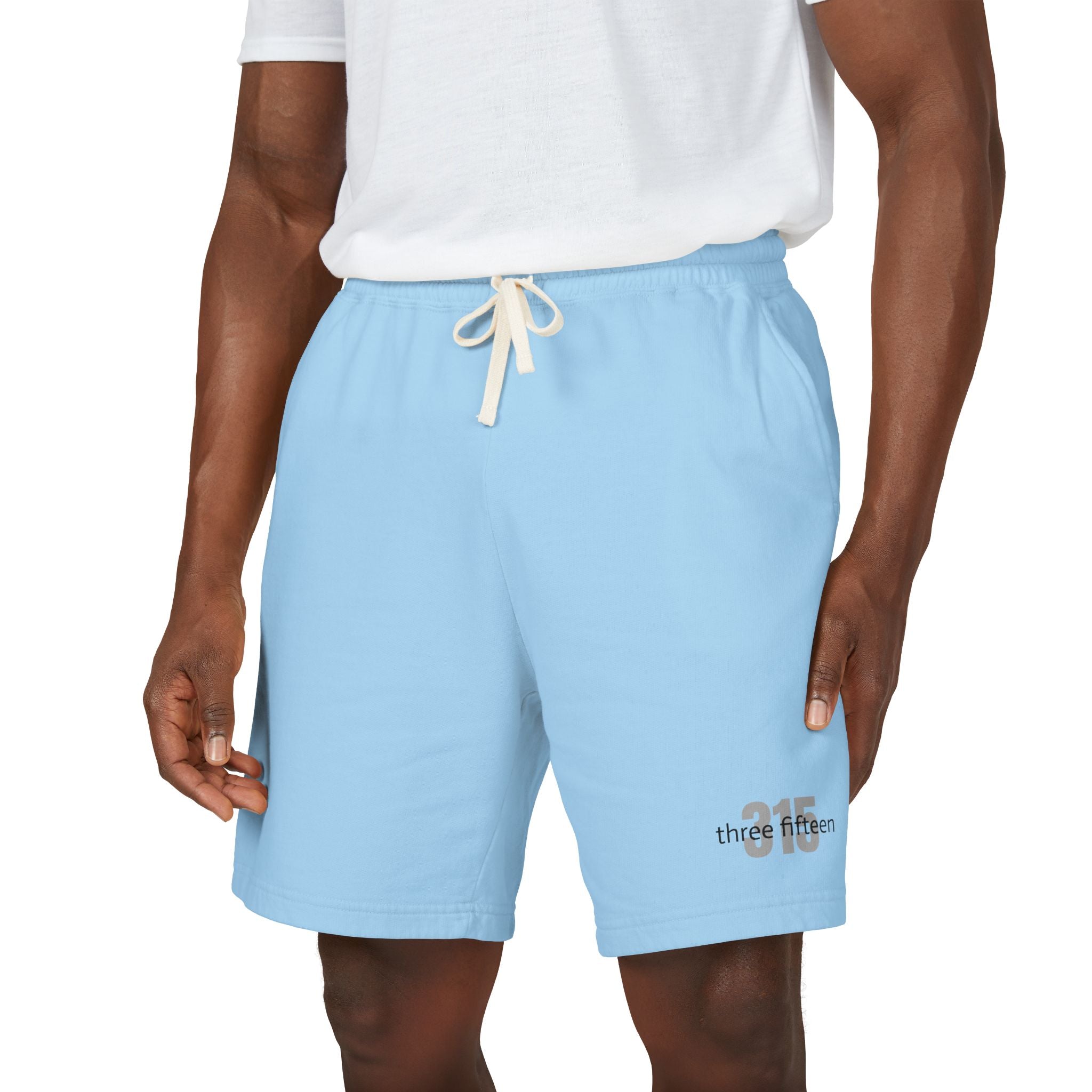 22 - Lightweight Fleece Sweat Shorts — Minimal "three fifteen" Embroidered Lounge Shorts