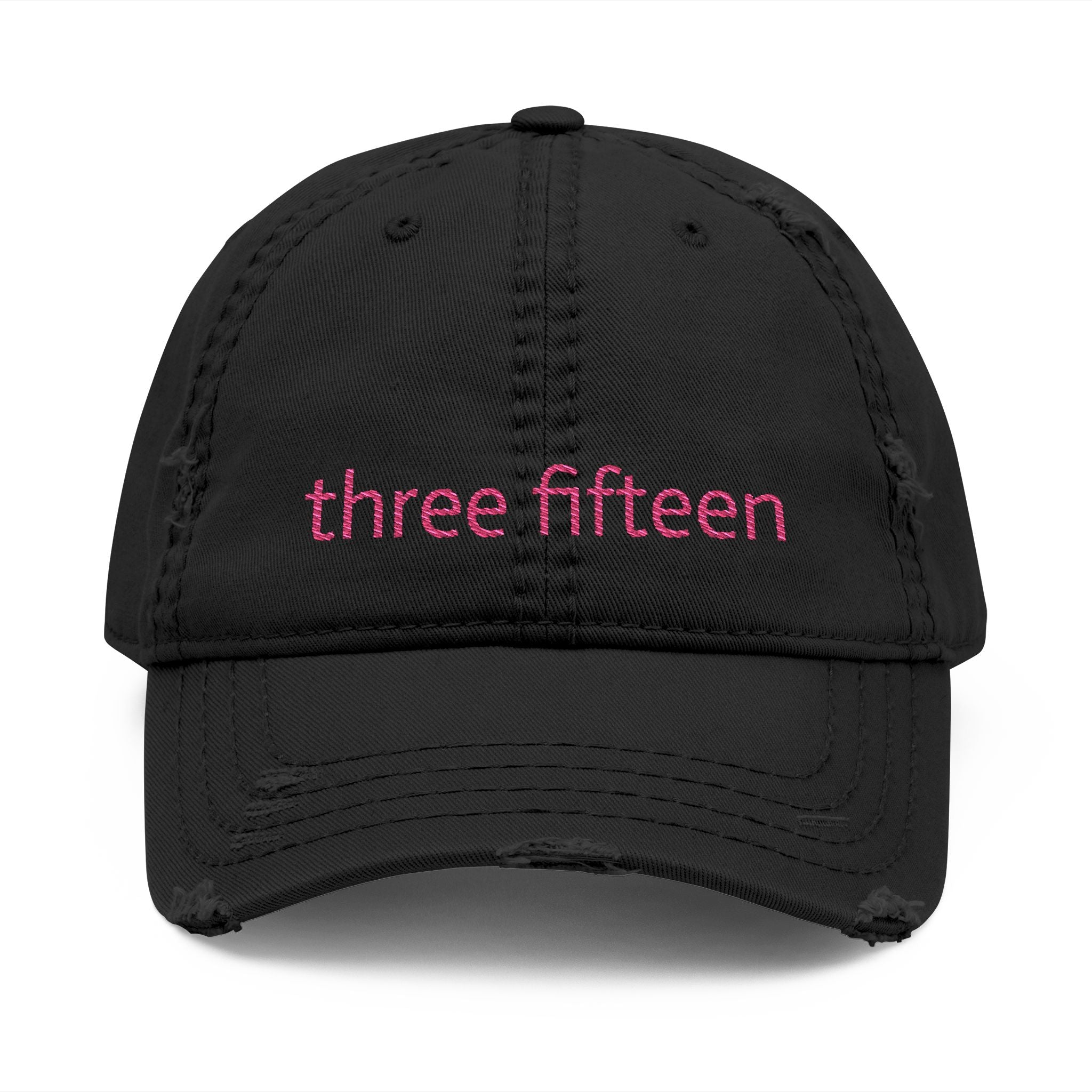 3 - Hat Distressed Embroidered Three Fifteen Dad Hat - Casual Chic Accessory