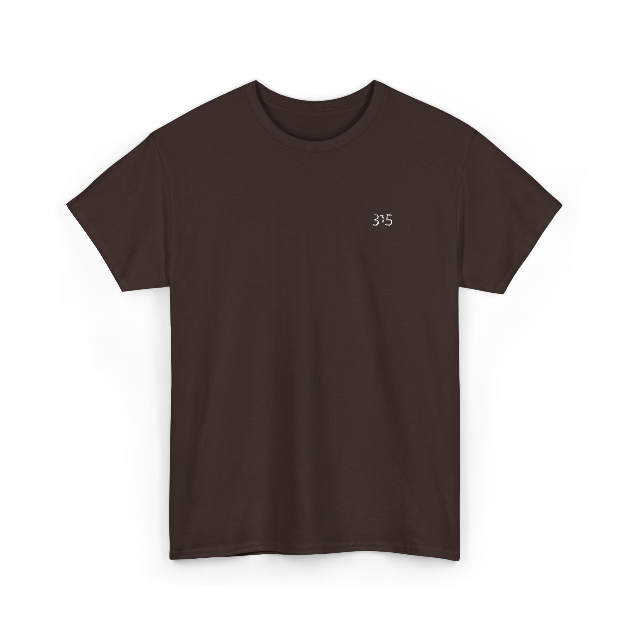 Minimal '315’ Chest Logo T‑Shirt — Black Casual Graphic Tee