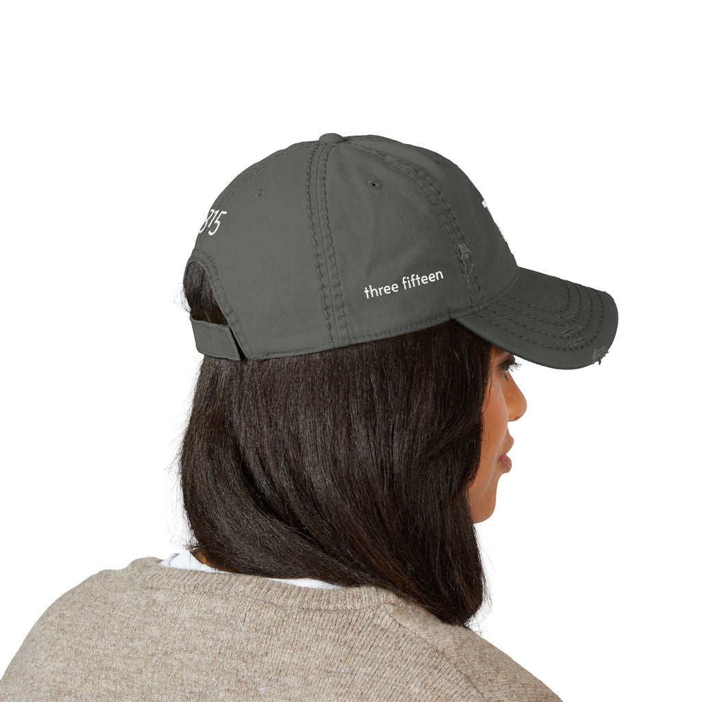 3 - Hat Distressed Embroidered TF Three Fifteen Dad Hat - Casual Chic Accessory