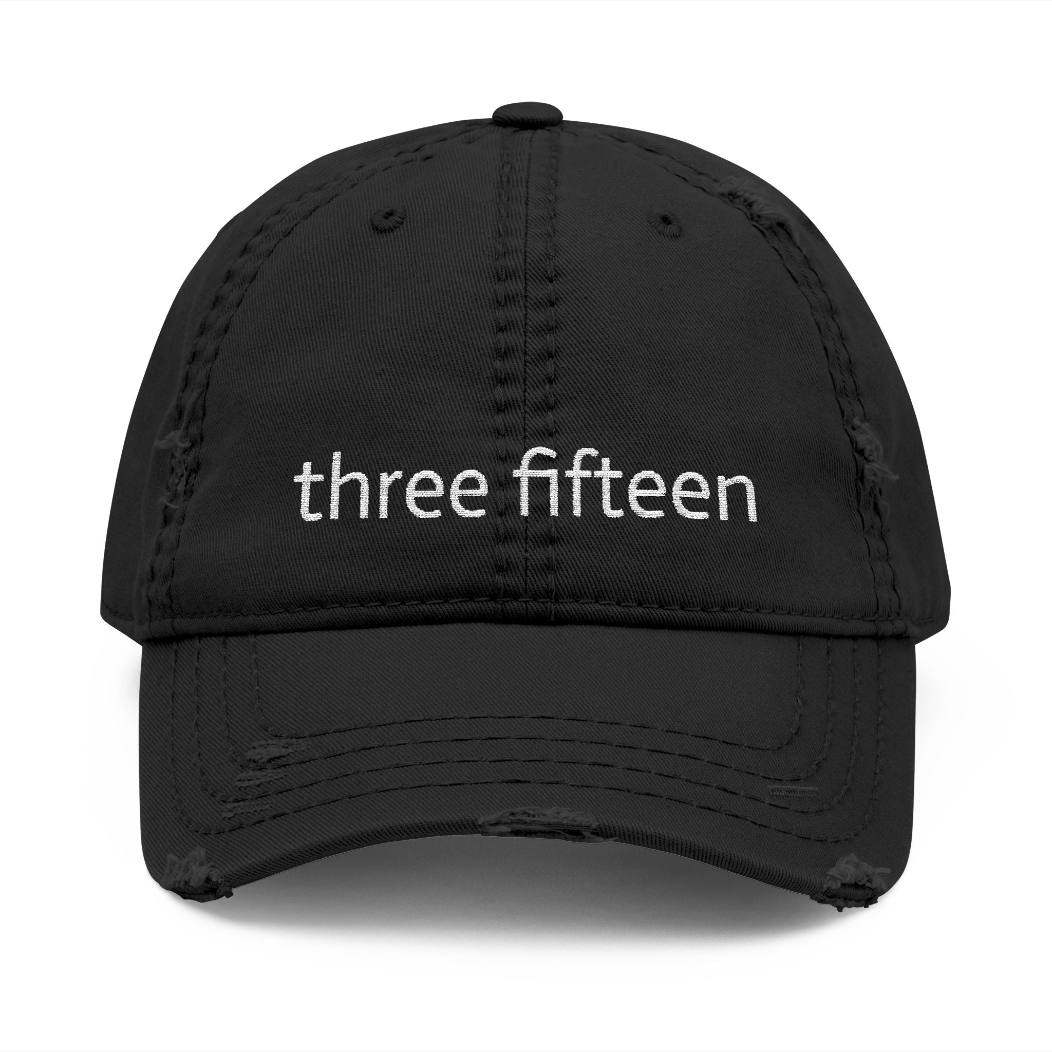 3 - Hat Distressed Embroidered Three Fifteen Dad Hat - Casual Chic Accessory