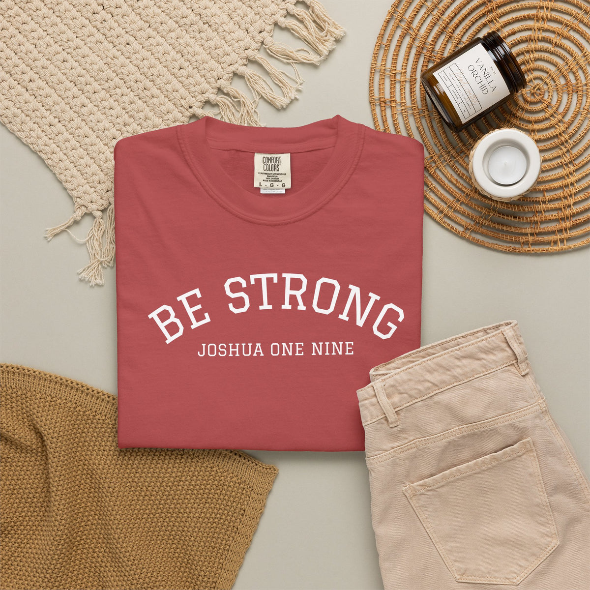 01 - Multi Colors  “Be Strong Joshua One Nine” Plain Back Store Graphic T-Shirt