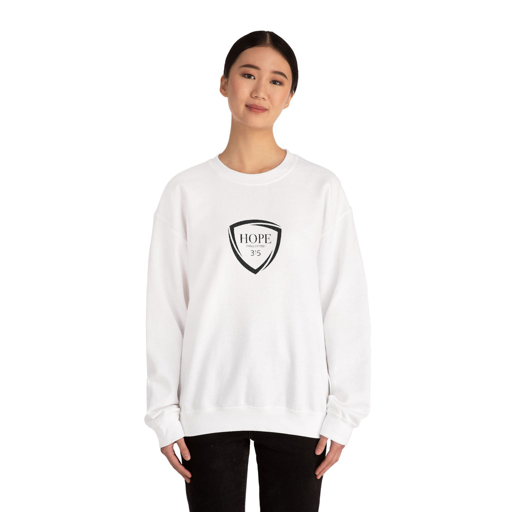 15 - Embroidered Hope Shield Crewneck Sweatshirt — Motivational Black Pullover