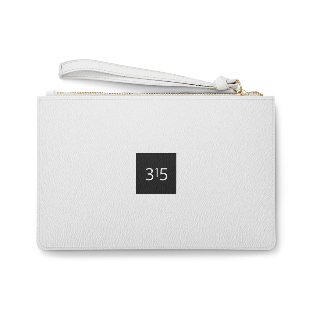 Clutch Bag — Minimalist '315' Square Logo Wristlet, White Everyday Evening Bag