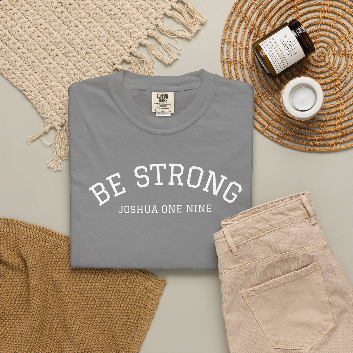 01 - Multi Colors  “Be Strong Joshua One Nine” Plain Back Store Graphic T-Shirt
