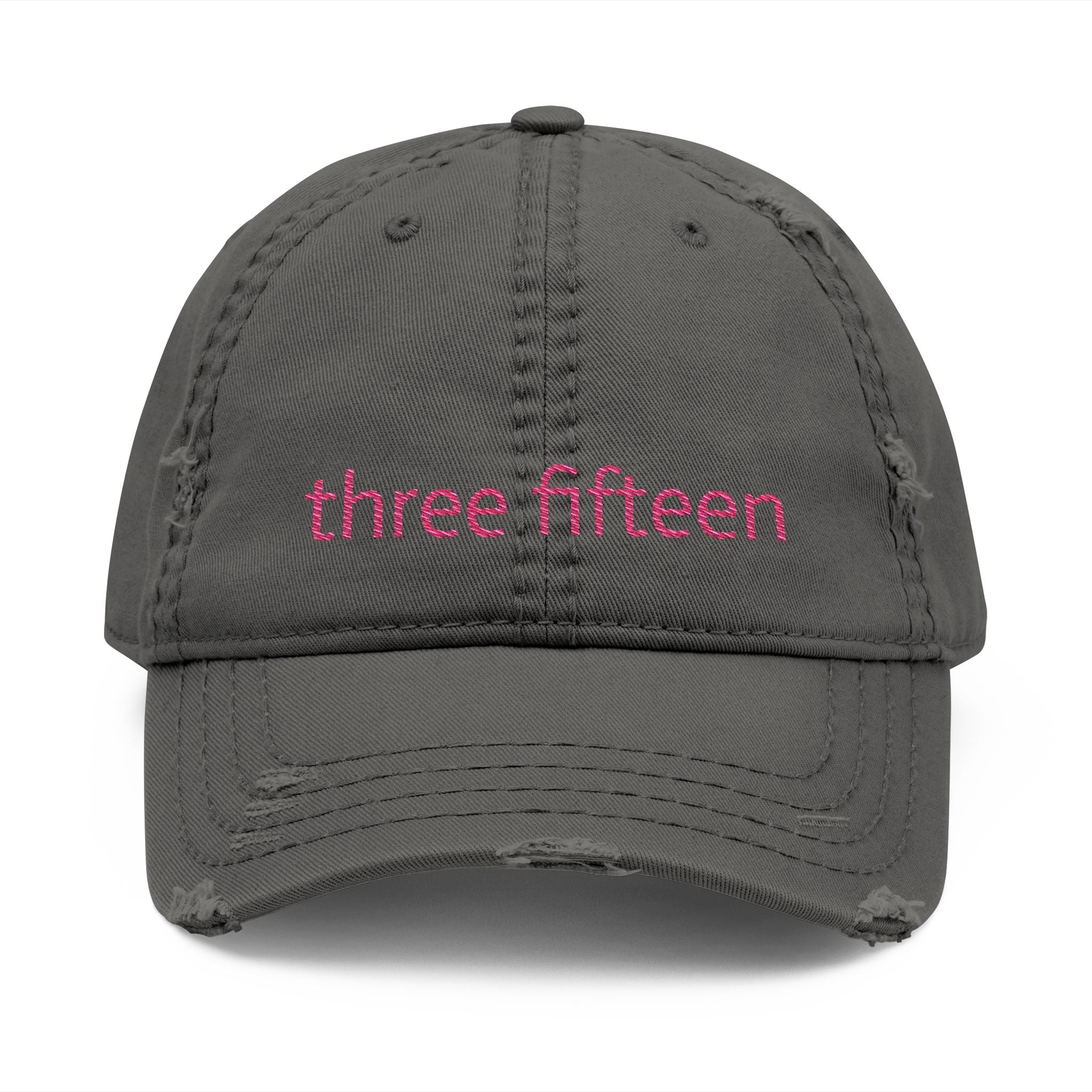 3 - Hat Distressed Embroidered Three Fifteen Dad Hat - Casual Chic Accessory