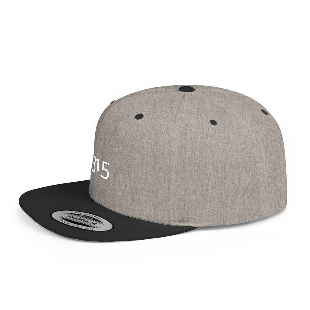Custom White Flat Bill Snapback Hat with 315 Design