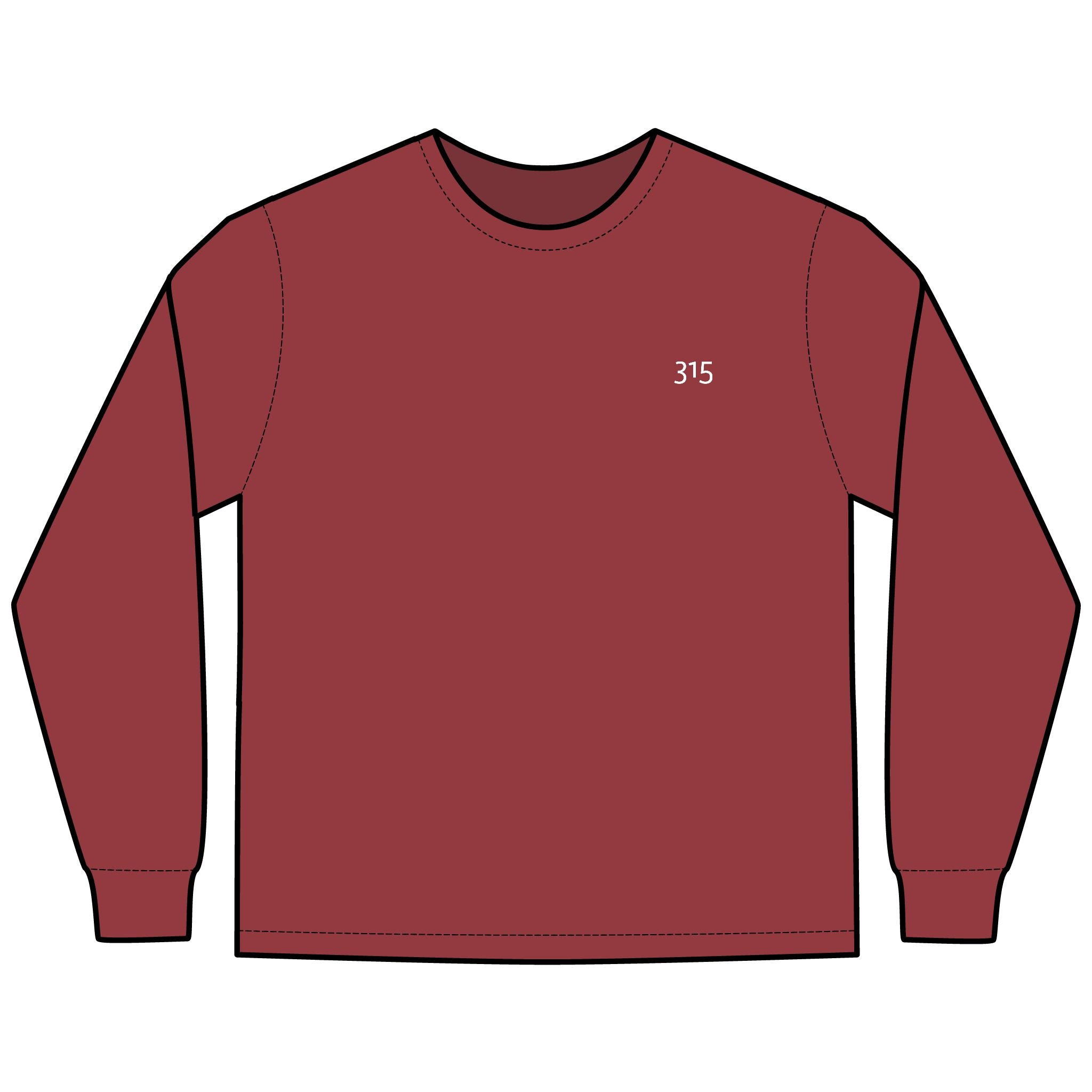 Multi Colors Hanes Garment-Dyed Long Sleeve T-Shirt with 315 Print