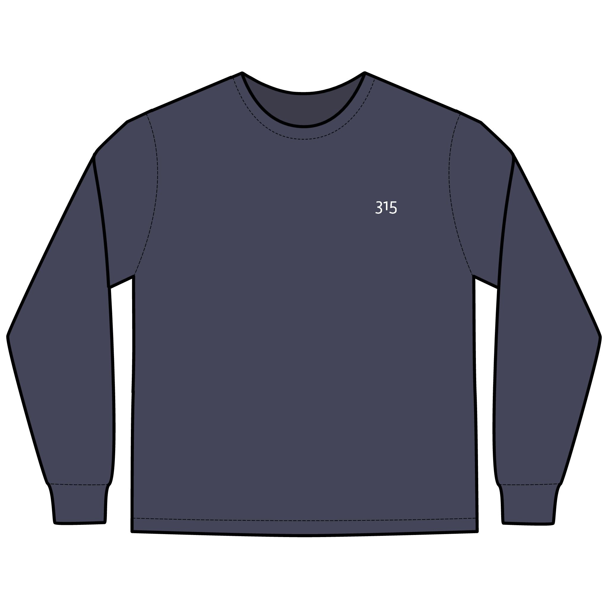 Multi Colors Hanes Garment-Dyed Long Sleeve T-Shirt with 315 Print