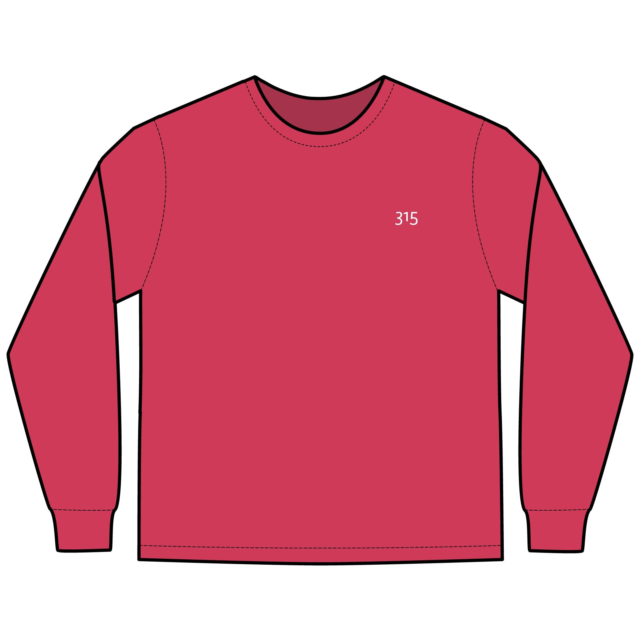 Multi Colors Hanes Garment-Dyed Long Sleeve T-Shirt with 315 Print