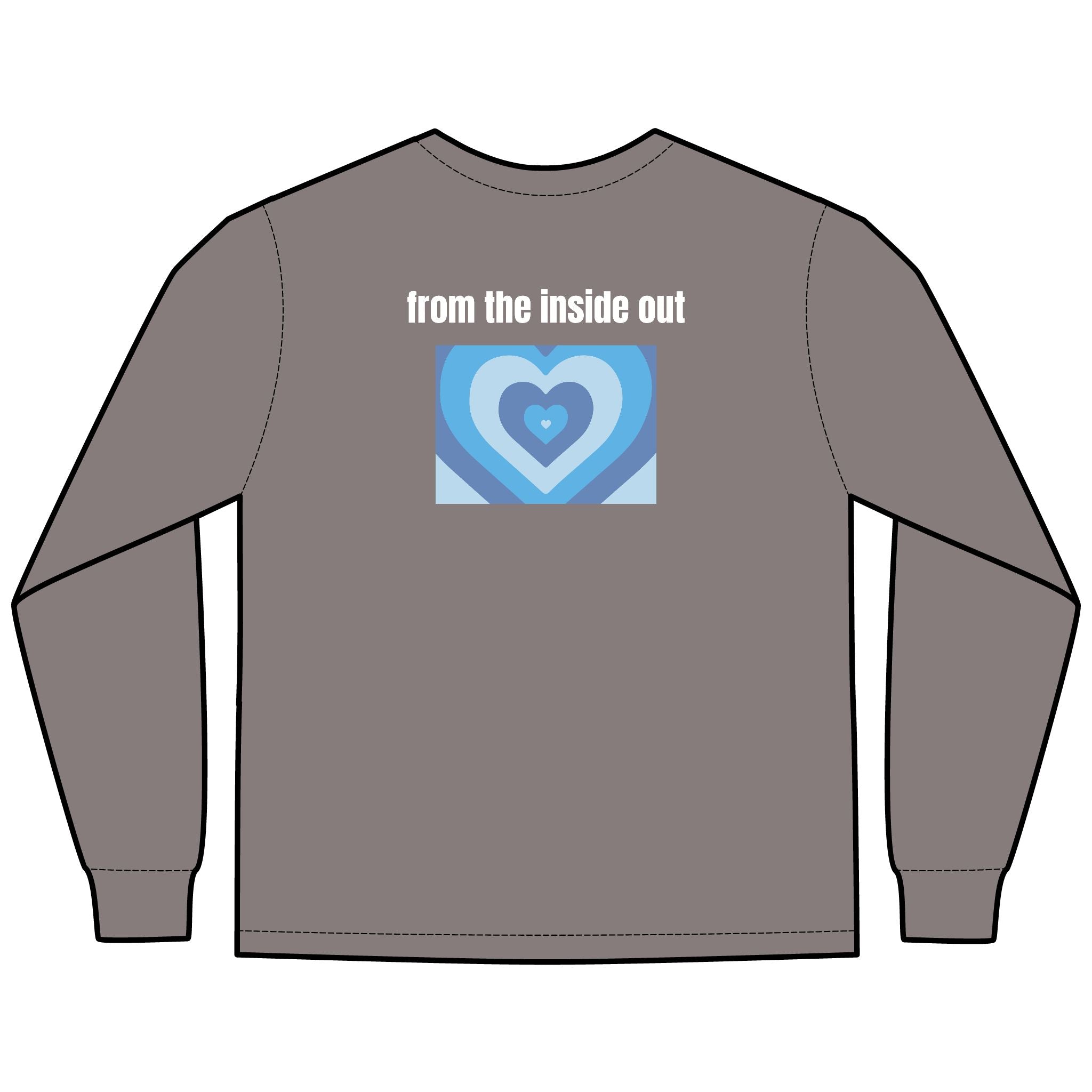 From the Inside Out Multi Colors Hanes Garment-Dyed Long Sleeve T-Shirt with 315 Print