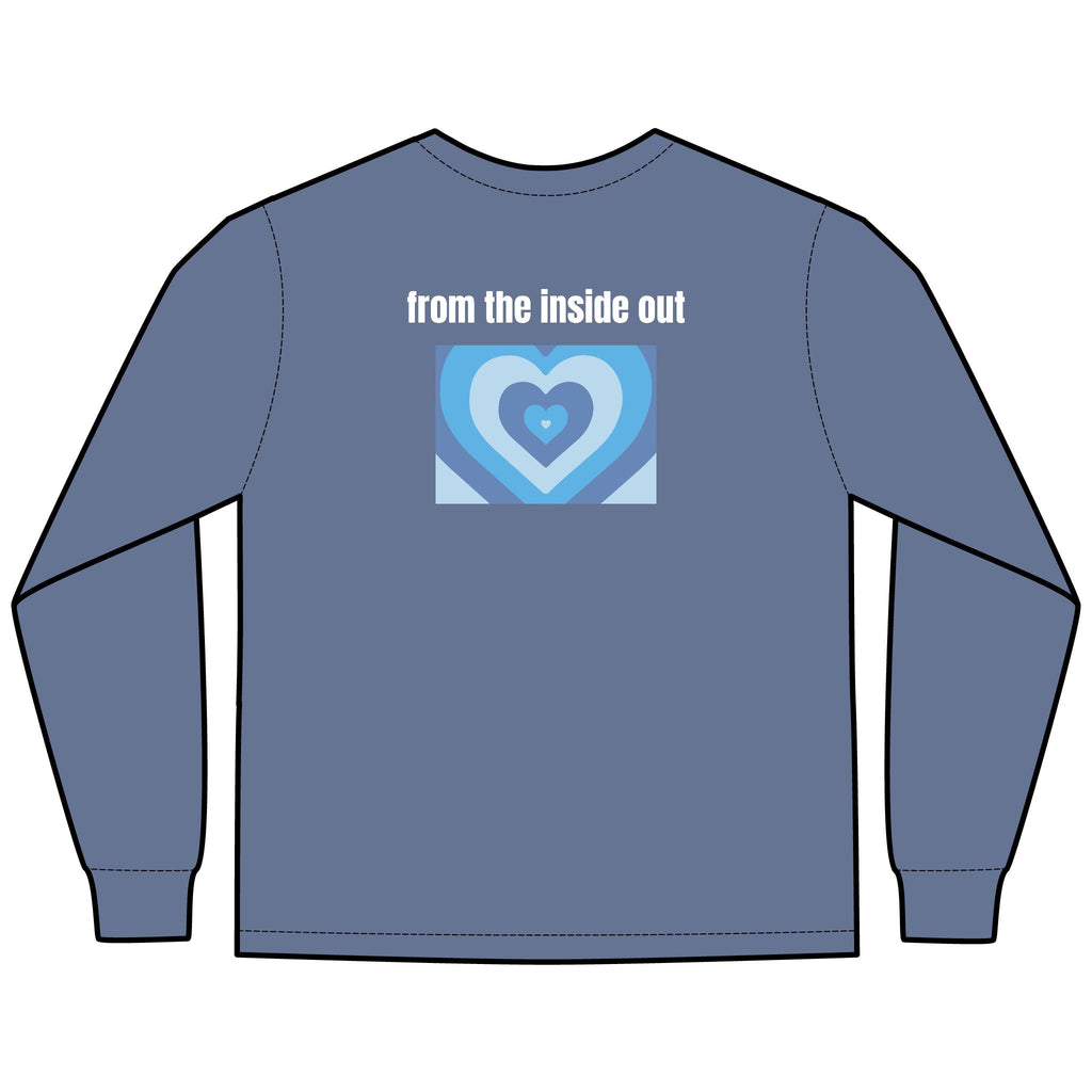 From the Inside Out Multi Colors Hanes Garment-Dyed Long Sleeve T-Shirt with 315 Print