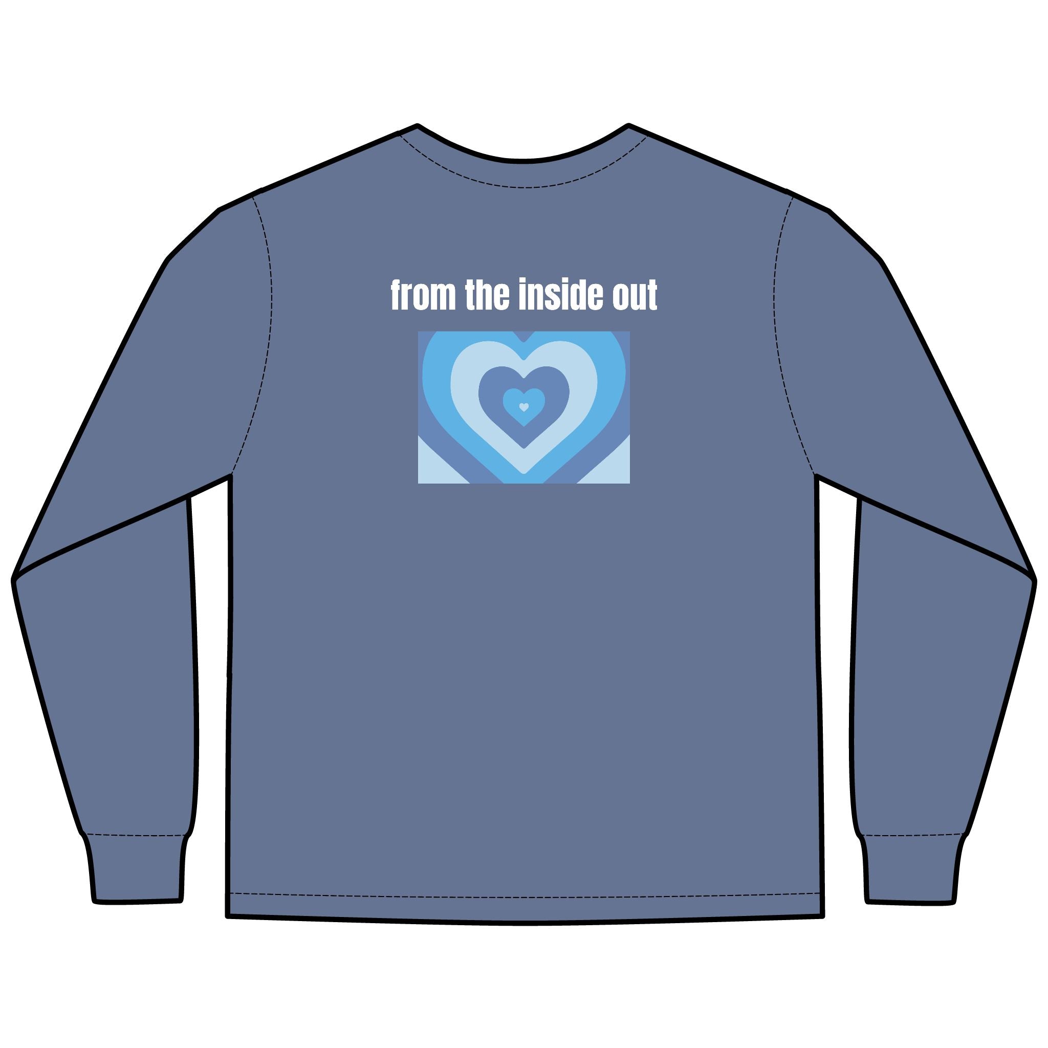 From the Inside Out Multi Colors Hanes Garment-Dyed Long Sleeve T-Shirt with 315 Print