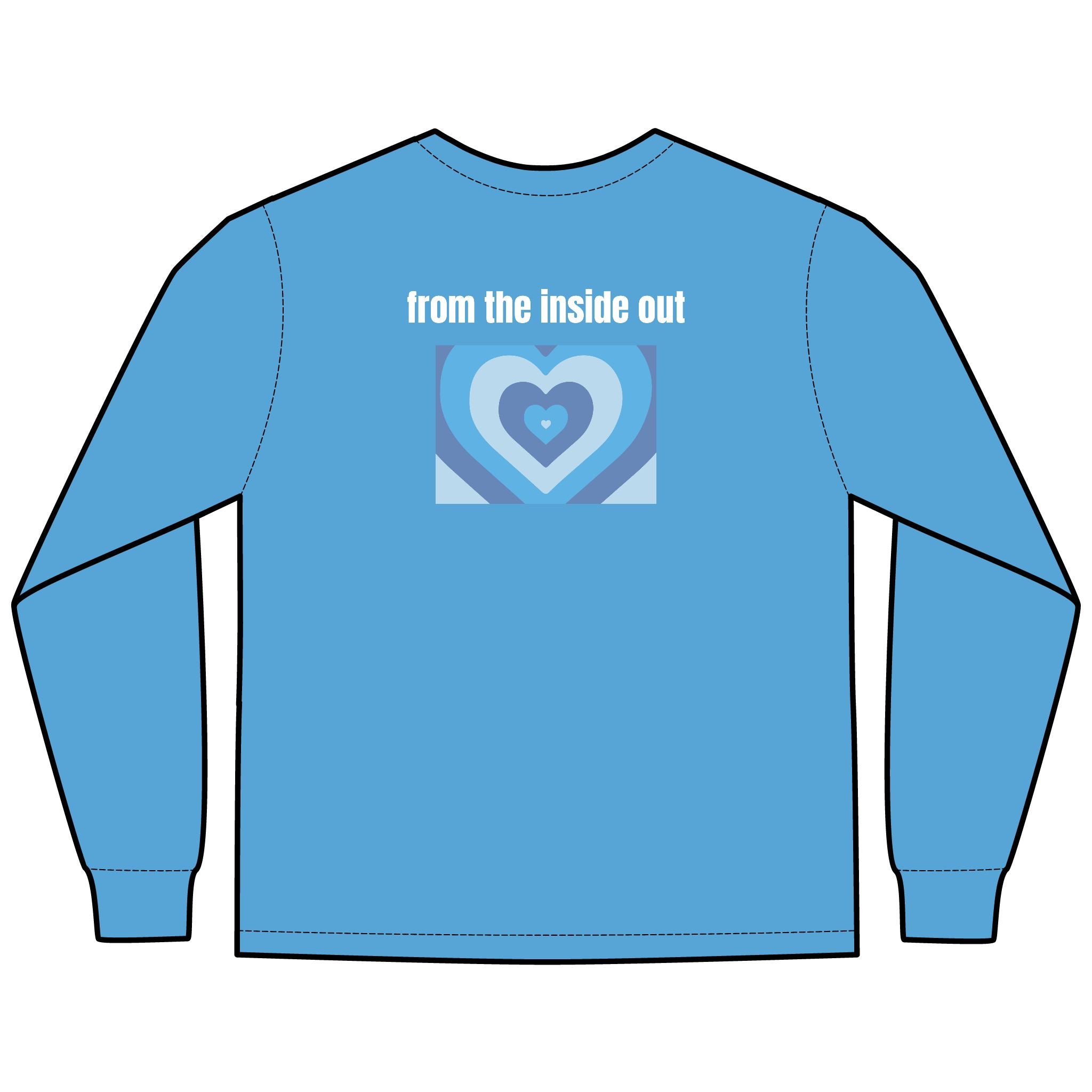 From the Inside Out Multi Colors Hanes Garment-Dyed Long Sleeve T-Shirt with 315 Print