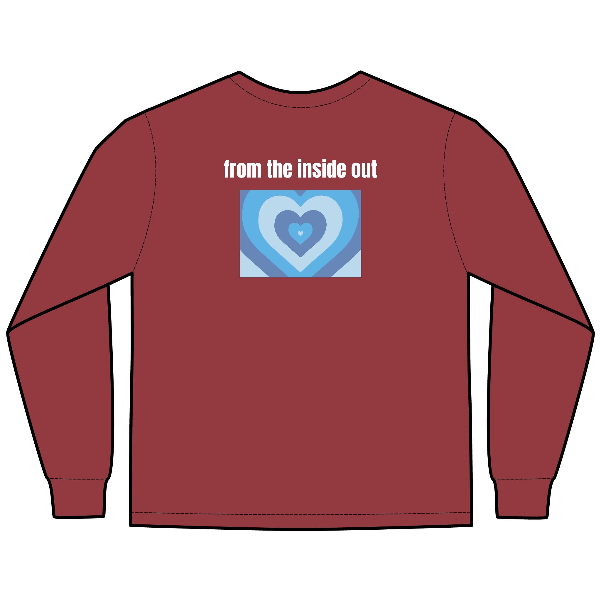 From the Inside Out Multi Colors Hanes Garment-Dyed Long Sleeve T-Shirt with 315 Print