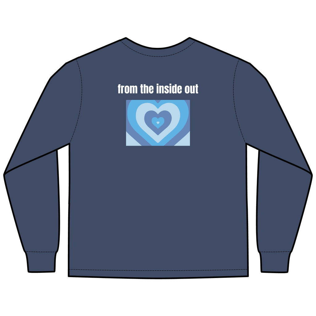 From the Inside Out Multi Colors Hanes Garment-Dyed Long Sleeve T-Shirt with 315 Print