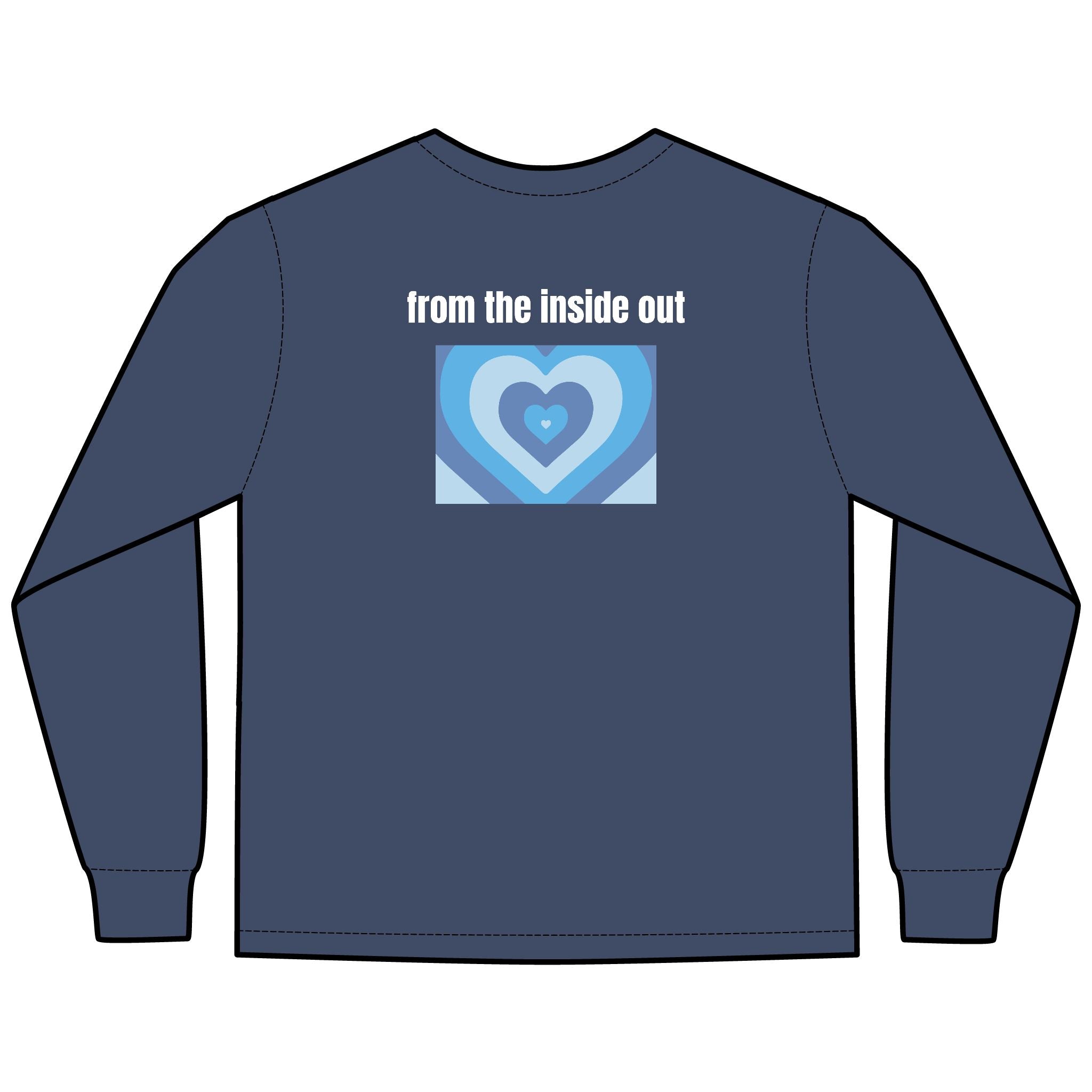 From the Inside Out Multi Colors Hanes Garment-Dyed Long Sleeve T-Shirt with 315 Print