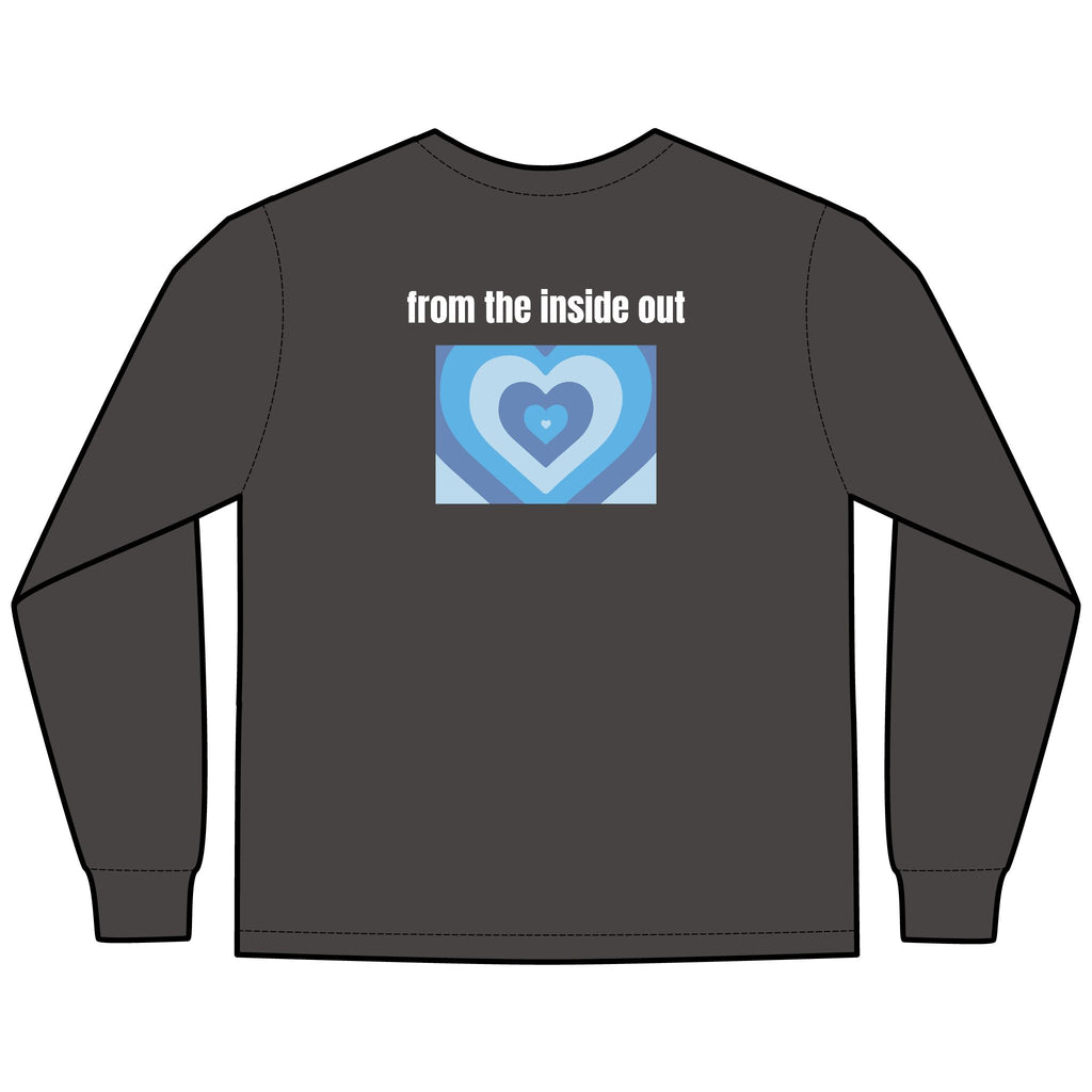 From the Inside Out Multi Colors Hanes Garment-Dyed Long Sleeve T-Shirt with 315 Print