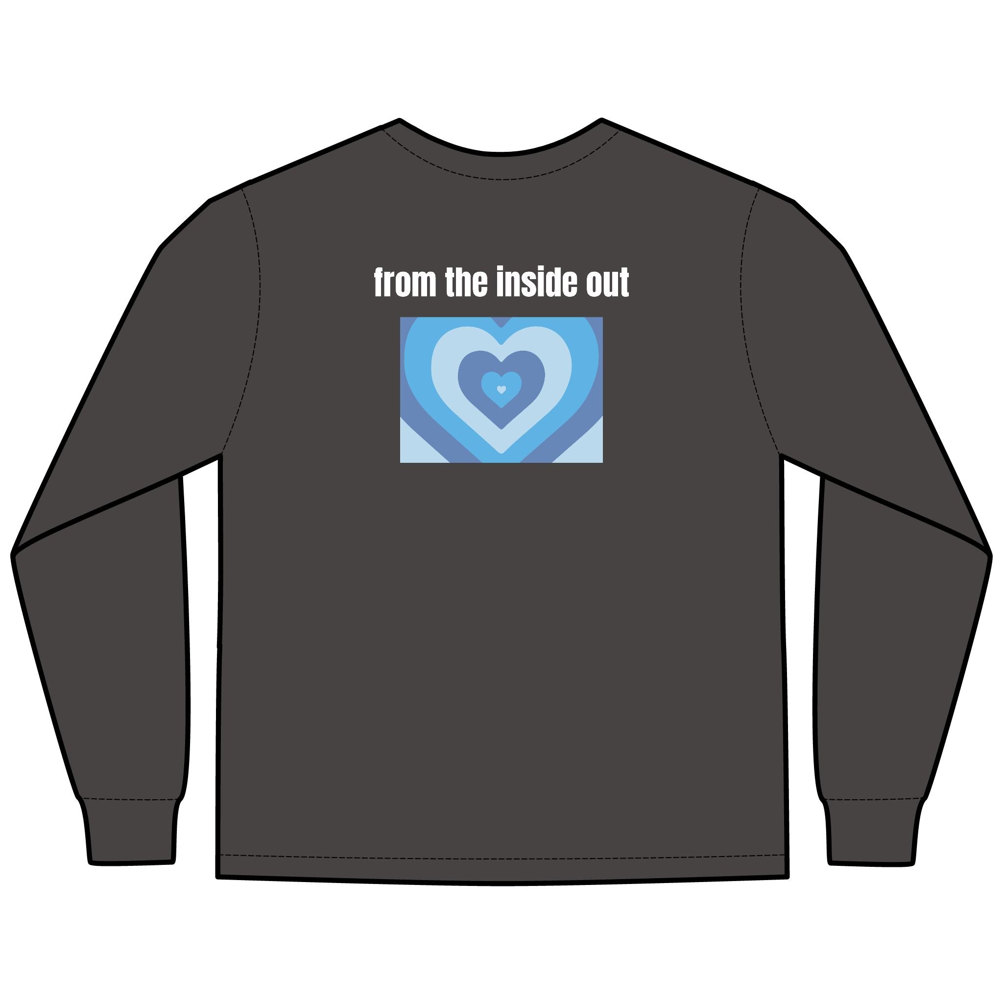 From the Inside Out Multi Colors Hanes Garment-Dyed Long Sleeve T-Shirt with 315 Print