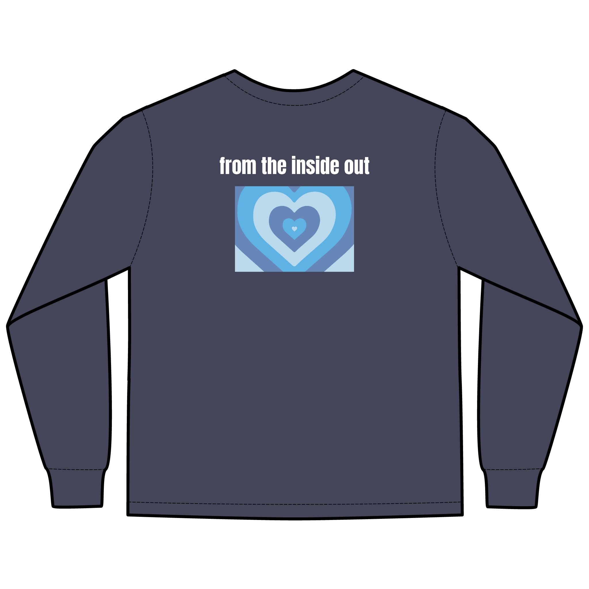 From the Inside Out Multi Colors Hanes Garment-Dyed Long Sleeve T-Shirt with 315 Print