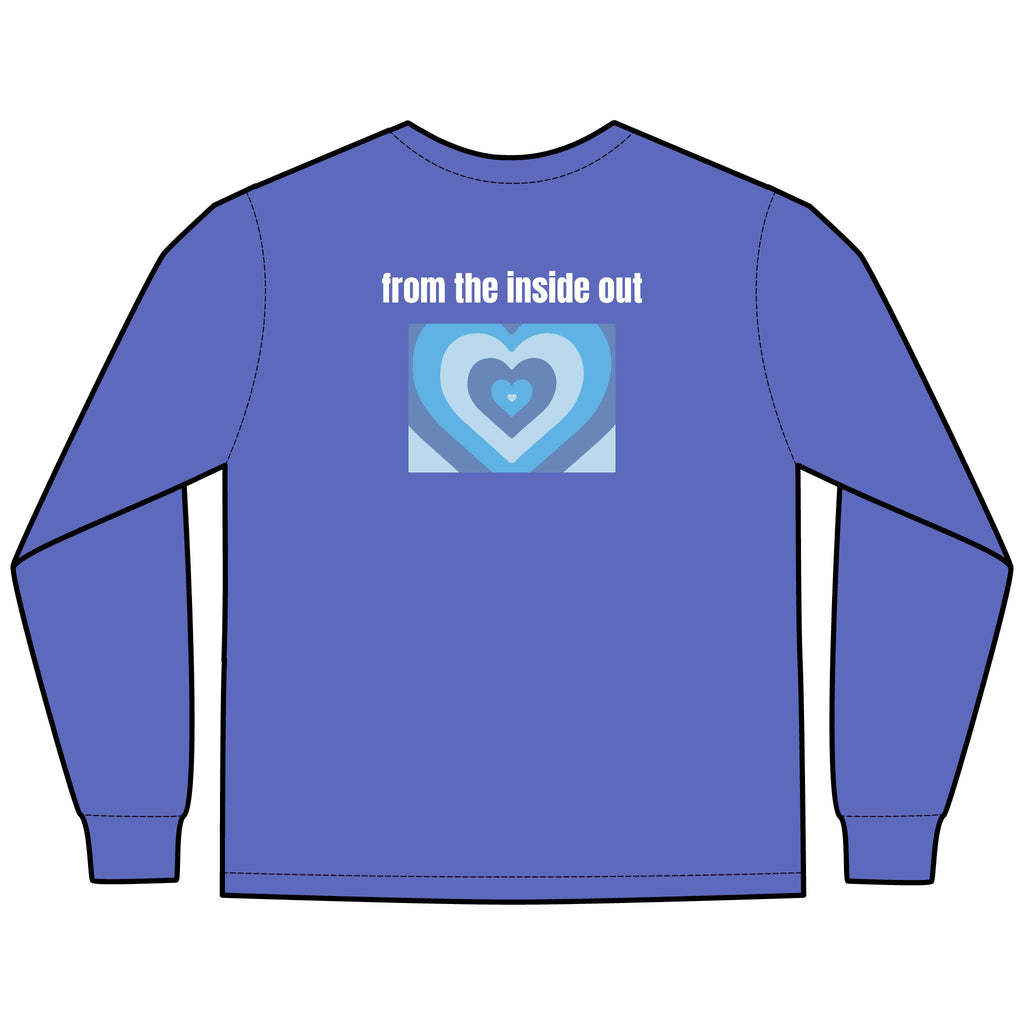 From the Inside Out Multi Colors Hanes Garment-Dyed Long Sleeve T-Shirt with 315 Print