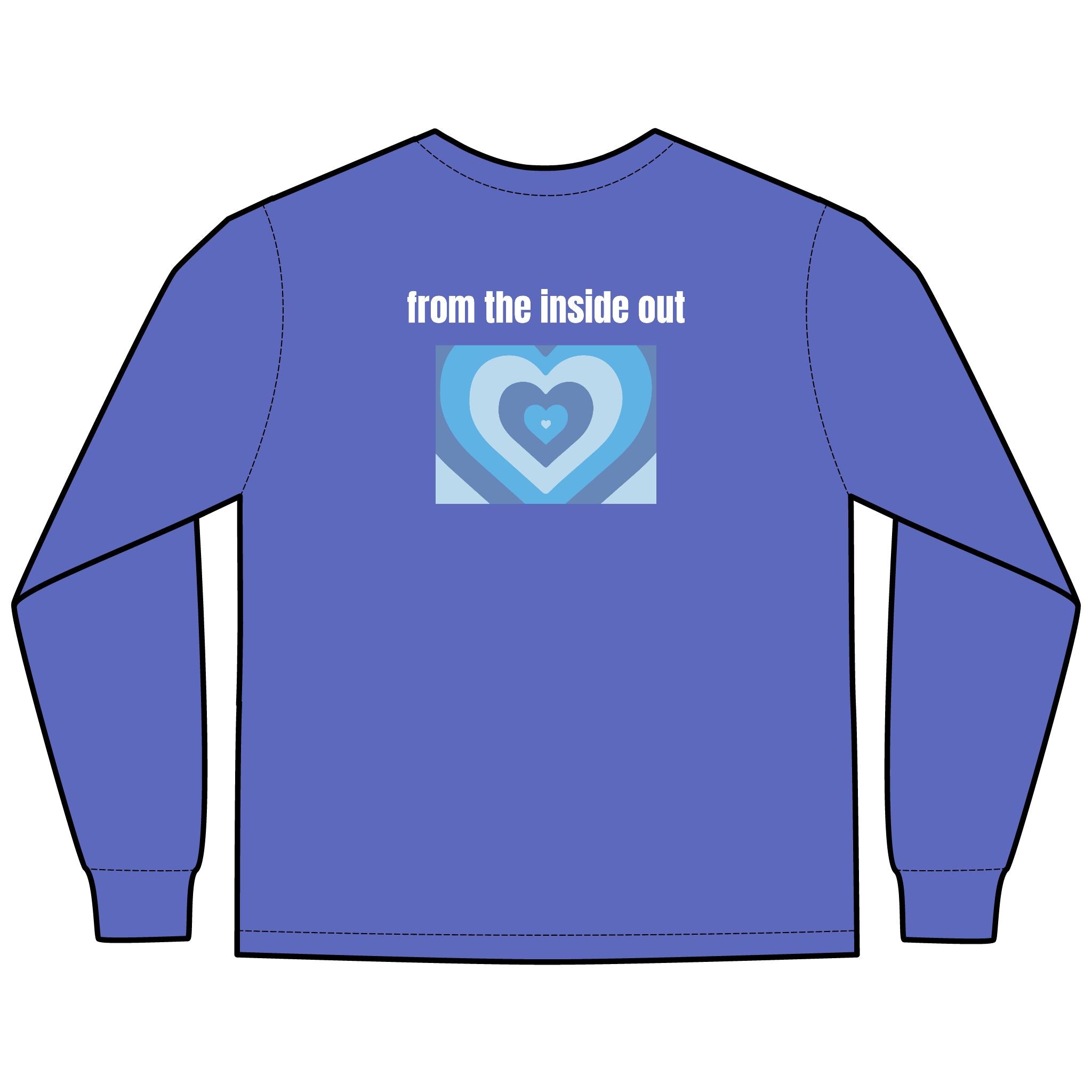 From the Inside Out Multi Colors Hanes Garment-Dyed Long Sleeve T-Shirt with 315 Print