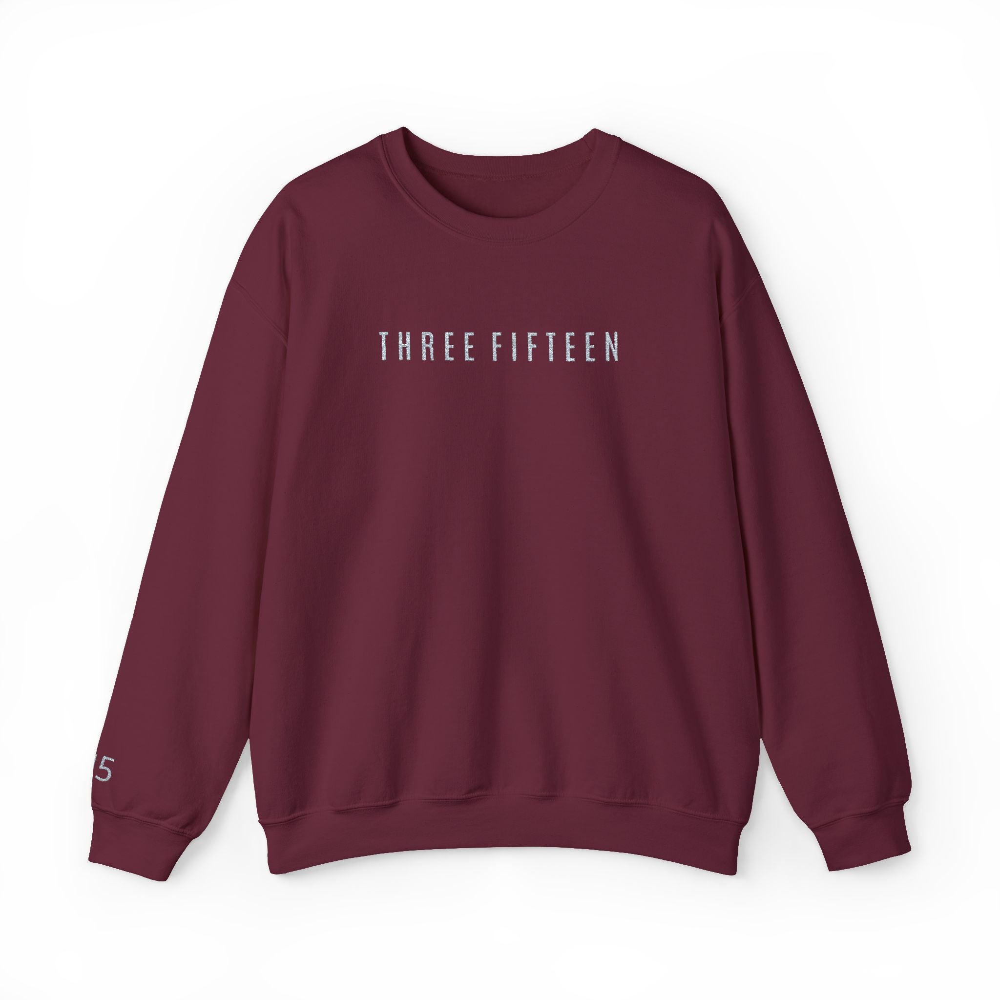 15 - Three Fifteen Embroidered Crewneck Sweatshirt — Minimal Graphic Pullover
