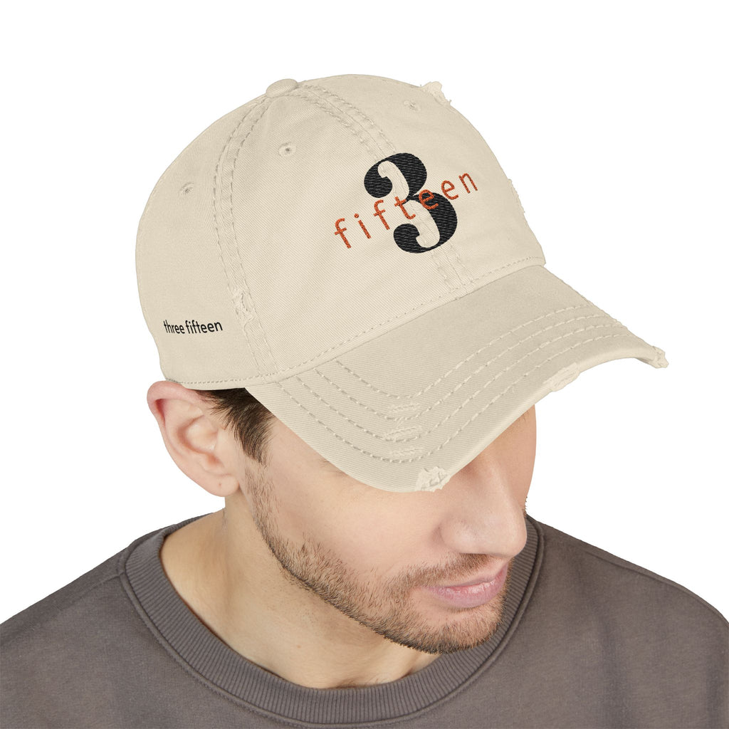 3 - 3 fifteen - Hat Distressed Embroidered TF Three Fifteen Dad Hat - Casual Chic Accessory