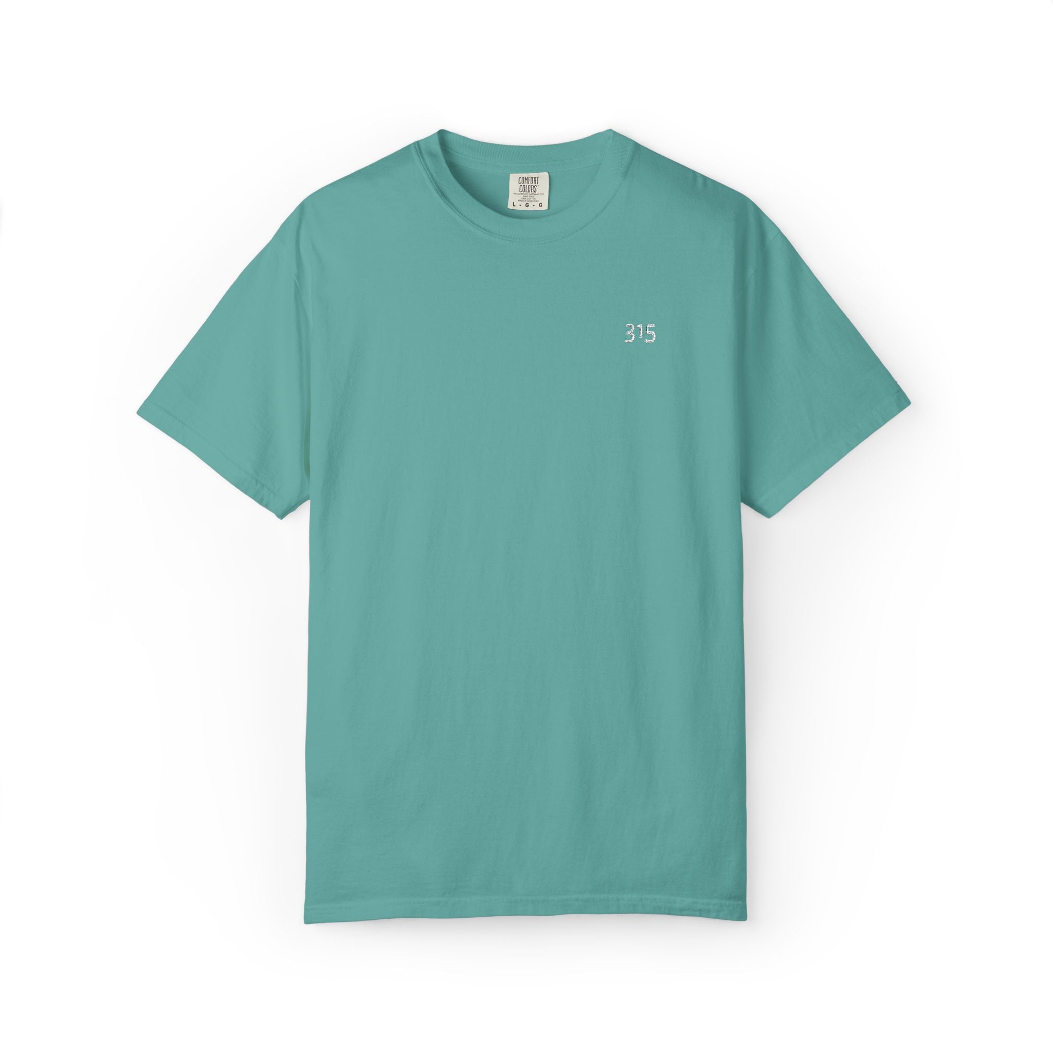 11 - Embroidered 315 Multi Color Minimalist '75' Chest Logo T-Shirt – Garment-Dyed White Casual Tee