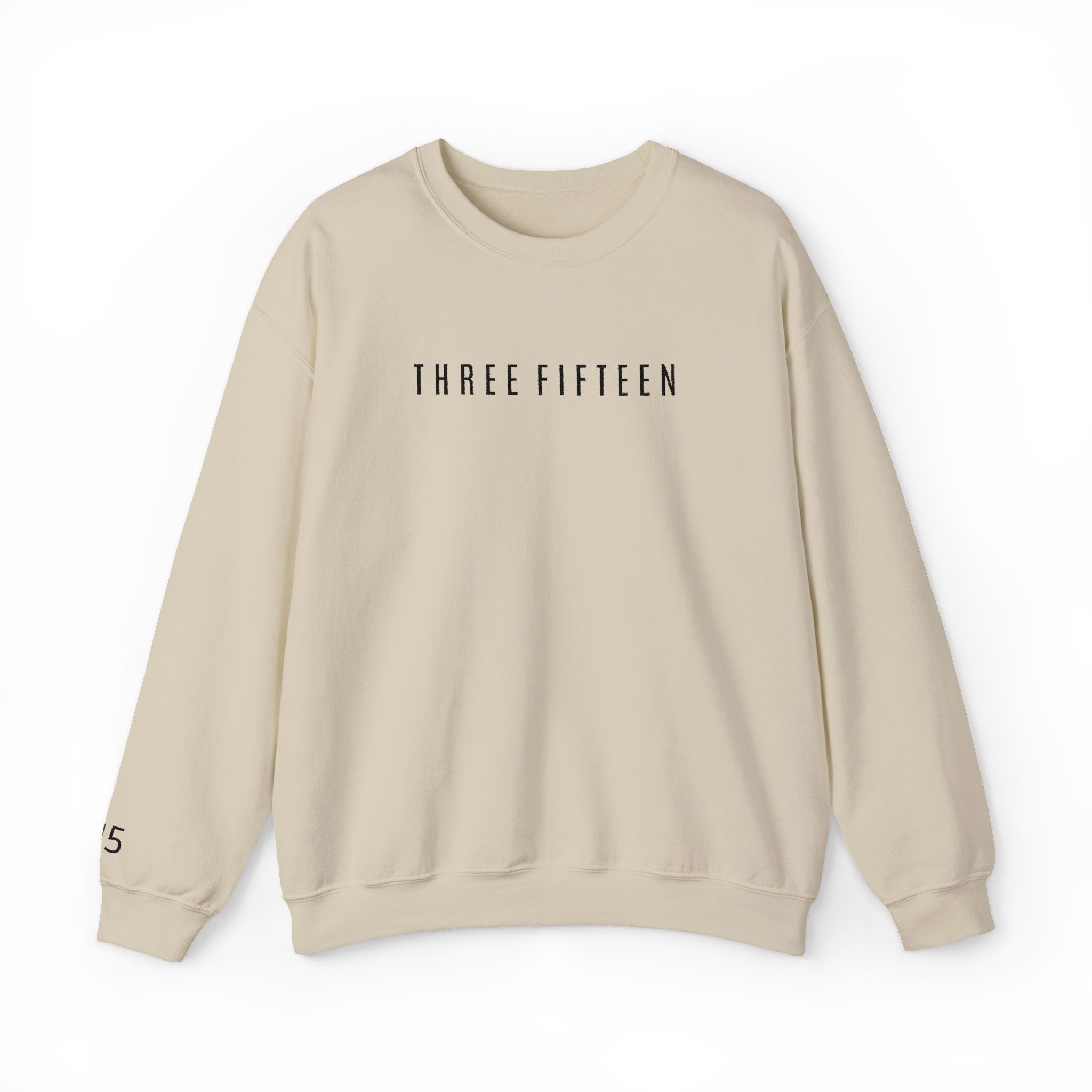 15 - Three Fifteen Embroidered Crewneck Sweatshirt — Minimal Graphic Pullover