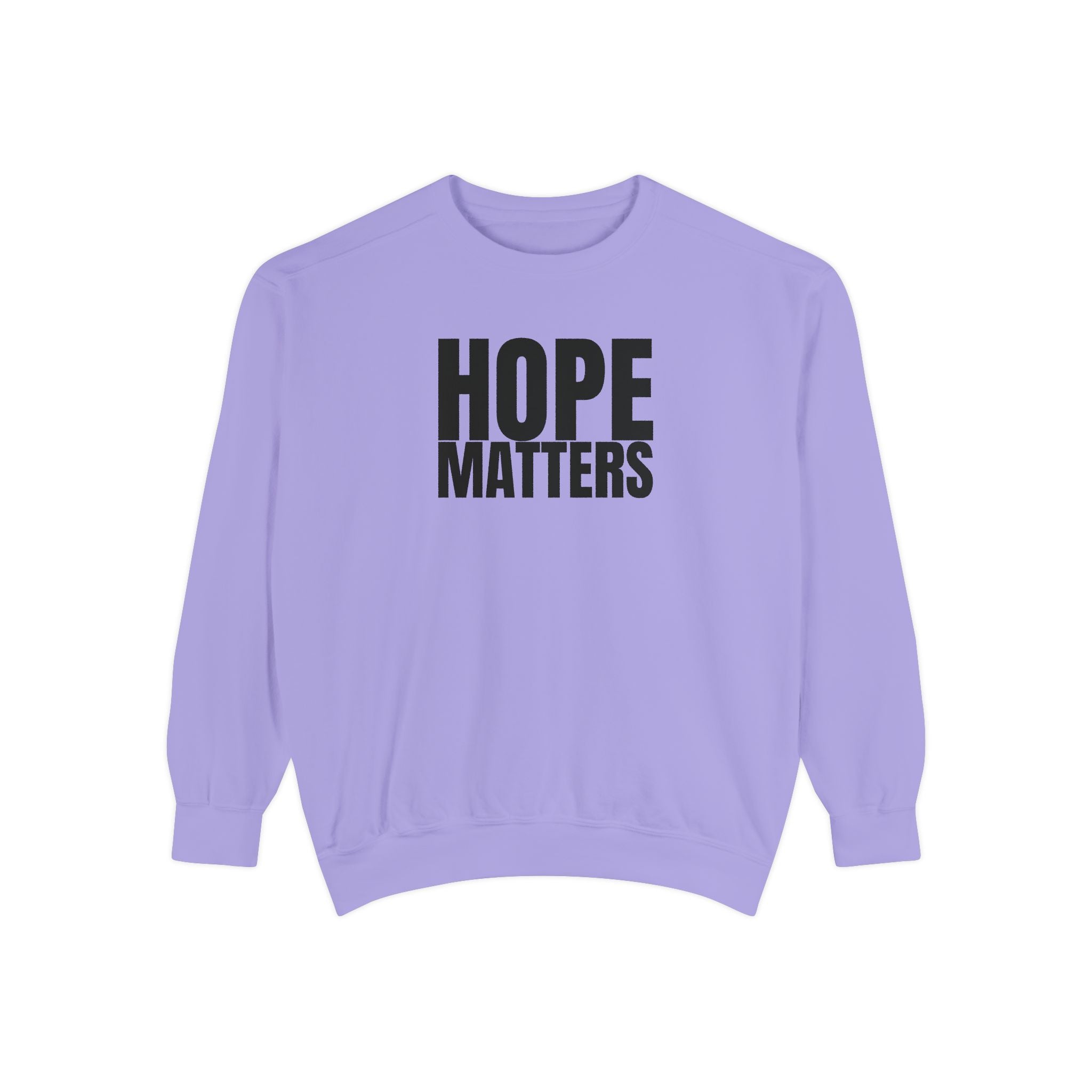 Multi Color Hope Matters Embroidered Minimalist Logo Sweatshirt — White Crewneck Casual Pullover