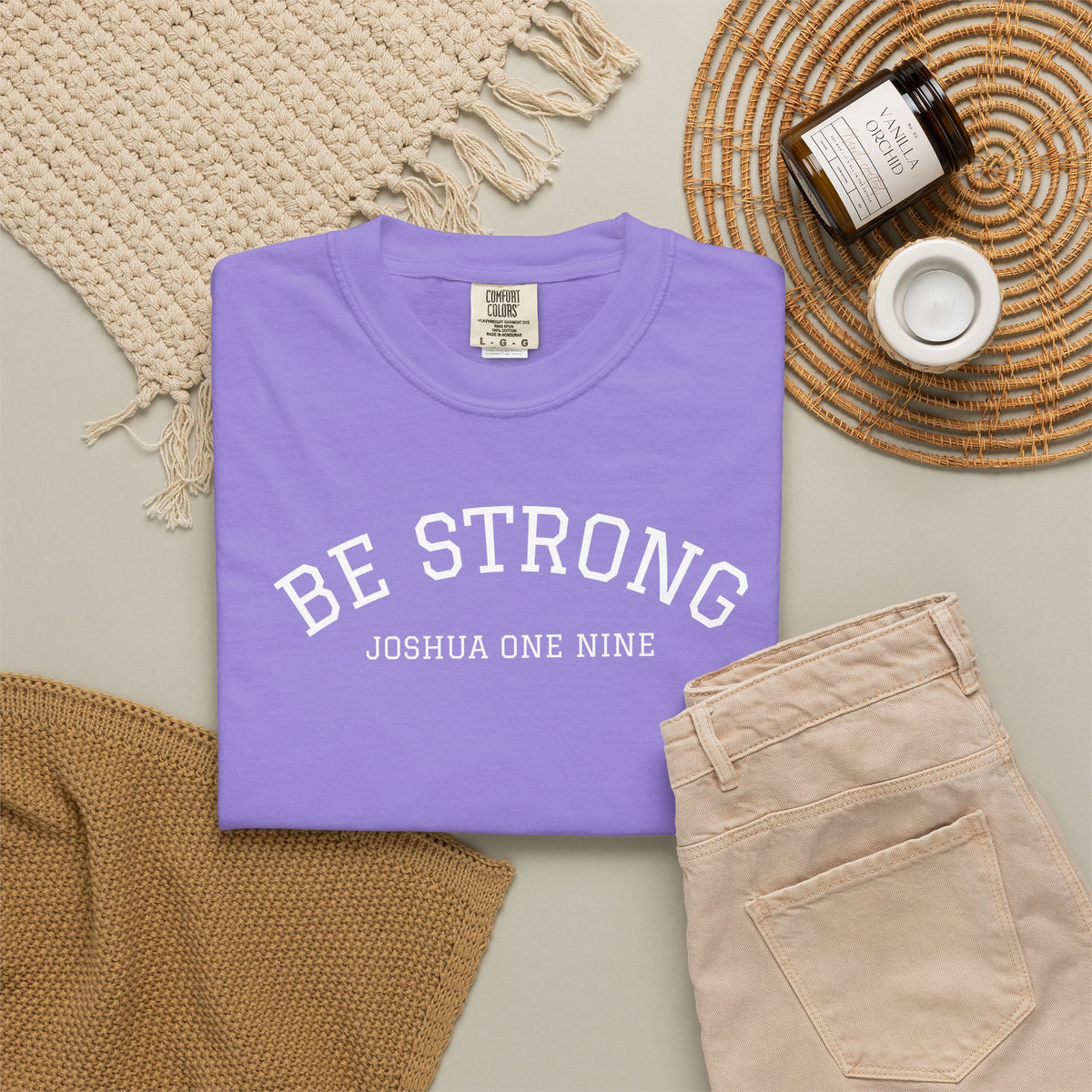 01 - Multi Colors  “Be Strong Joshua One Nine” Plain Back Store Graphic T-Shirt