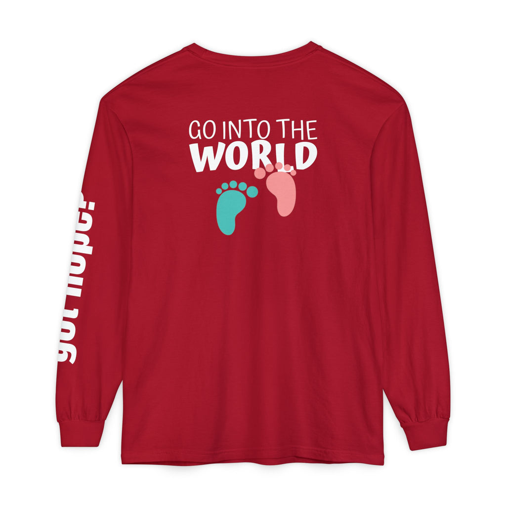 12 - Long sleeve tee 315 Go Into the WorldUnisex Long Sleeve T-Shirt - Inspirational Casual Wear