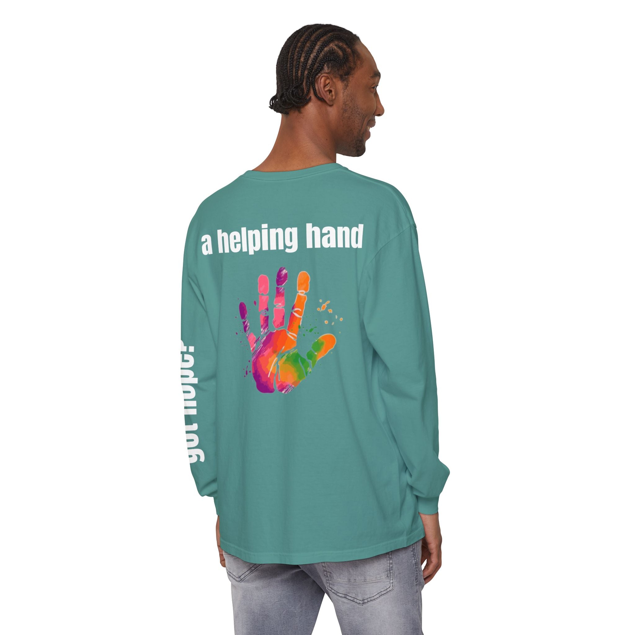 315 A Helping Hand Unisex Long Sleeve T-Shirt - Inspirational Casual Wear