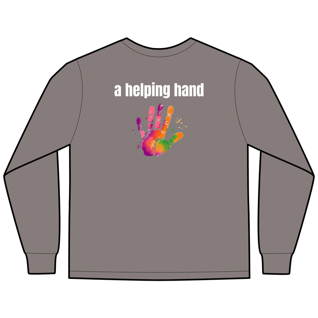A Helping Hand Multi Colors Hanes Garment-Dyed Long Sleeve T-Shirt with 315 Print