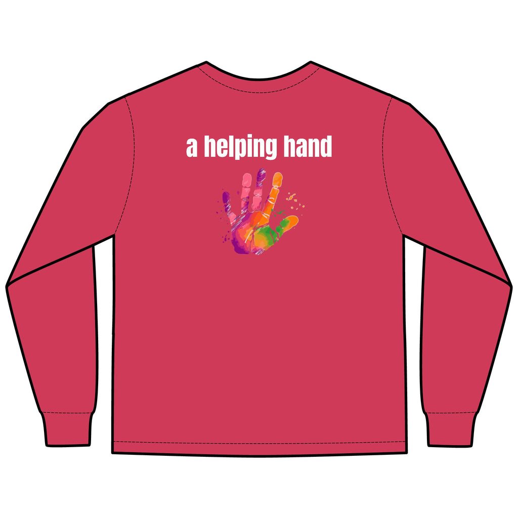 A Helping Hand Multi Colors Hanes Garment-Dyed Long Sleeve T-Shirt with 315 Print