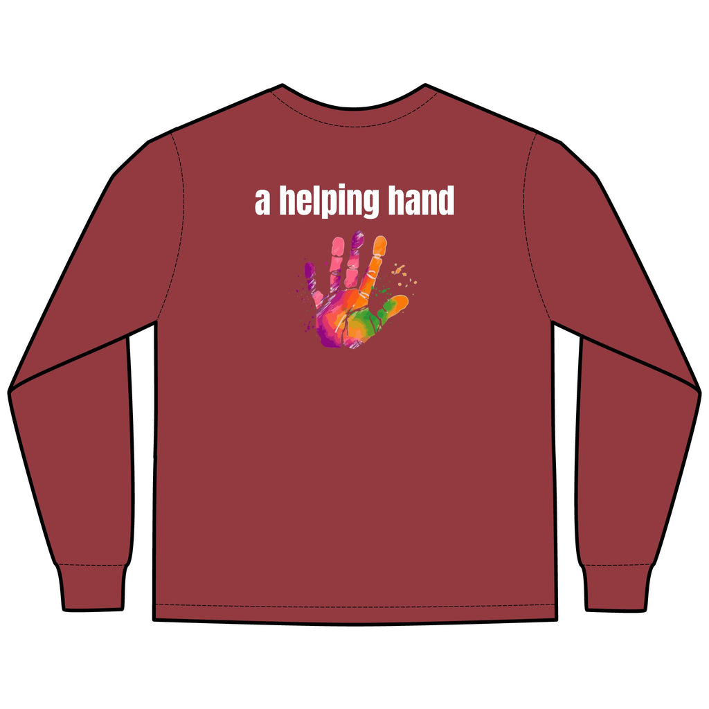 A Helping Hand Multi Colors Hanes Garment-Dyed Long Sleeve T-Shirt with 315 Print