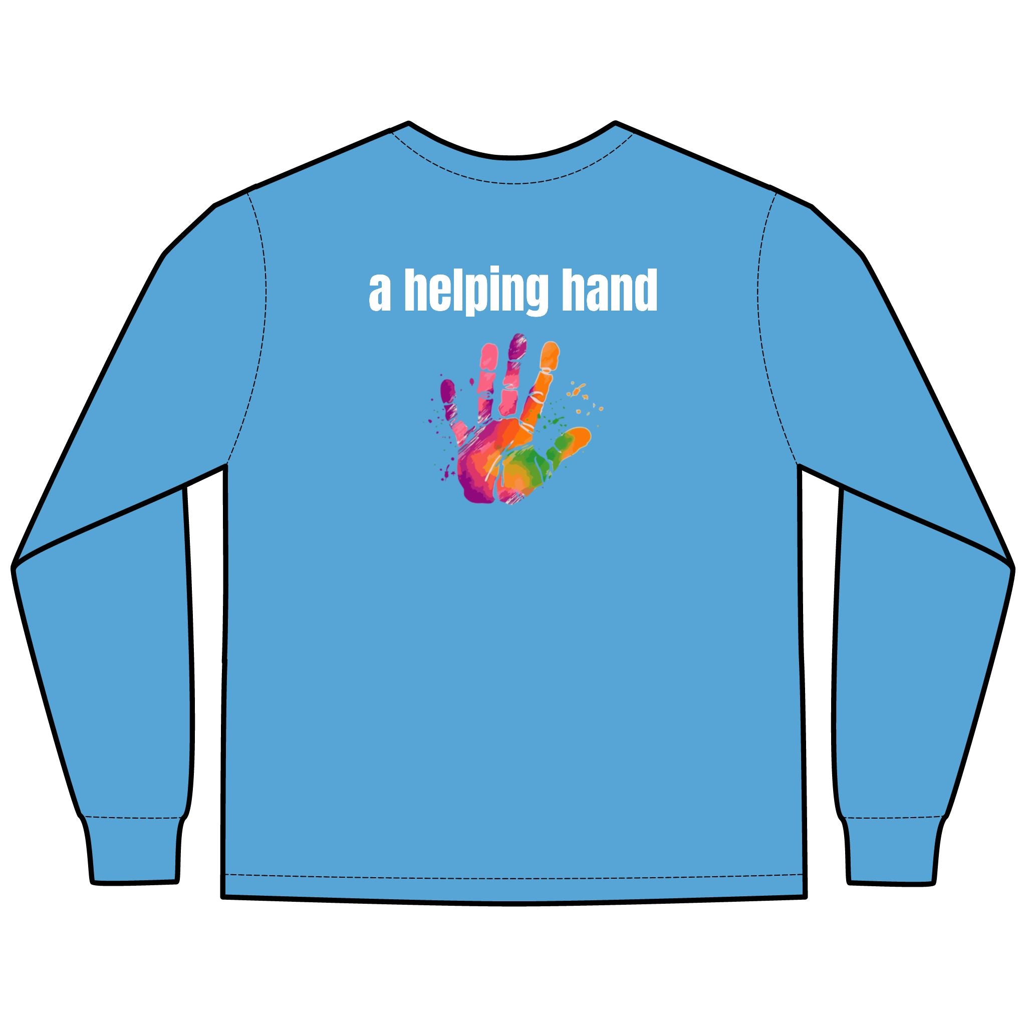 A Helping Hand Multi Colors Hanes Garment-Dyed Long Sleeve T-Shirt with 315 Print