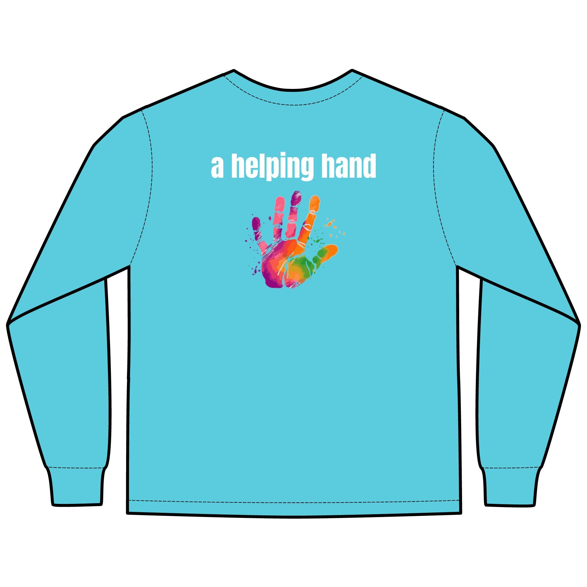 A Helping Hand Multi Colors Hanes Garment-Dyed Long Sleeve T-Shirt with 315 Print