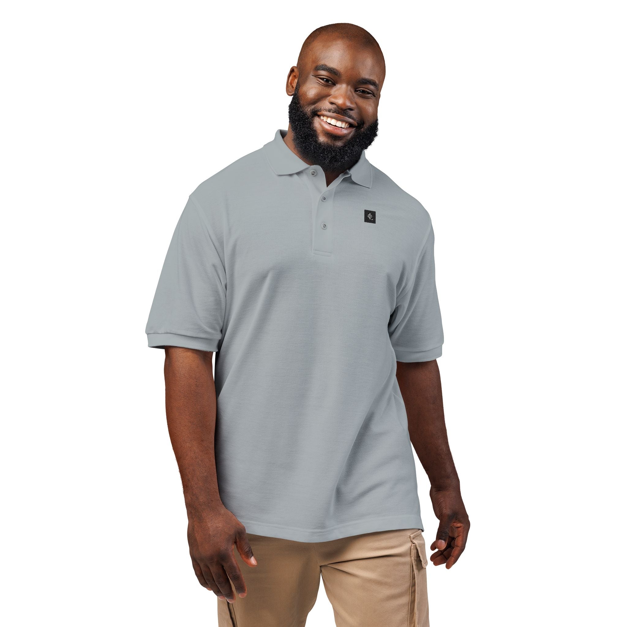 Embroidered “Outcome Leadership” Minimalist Lion Crest Polo Shirt