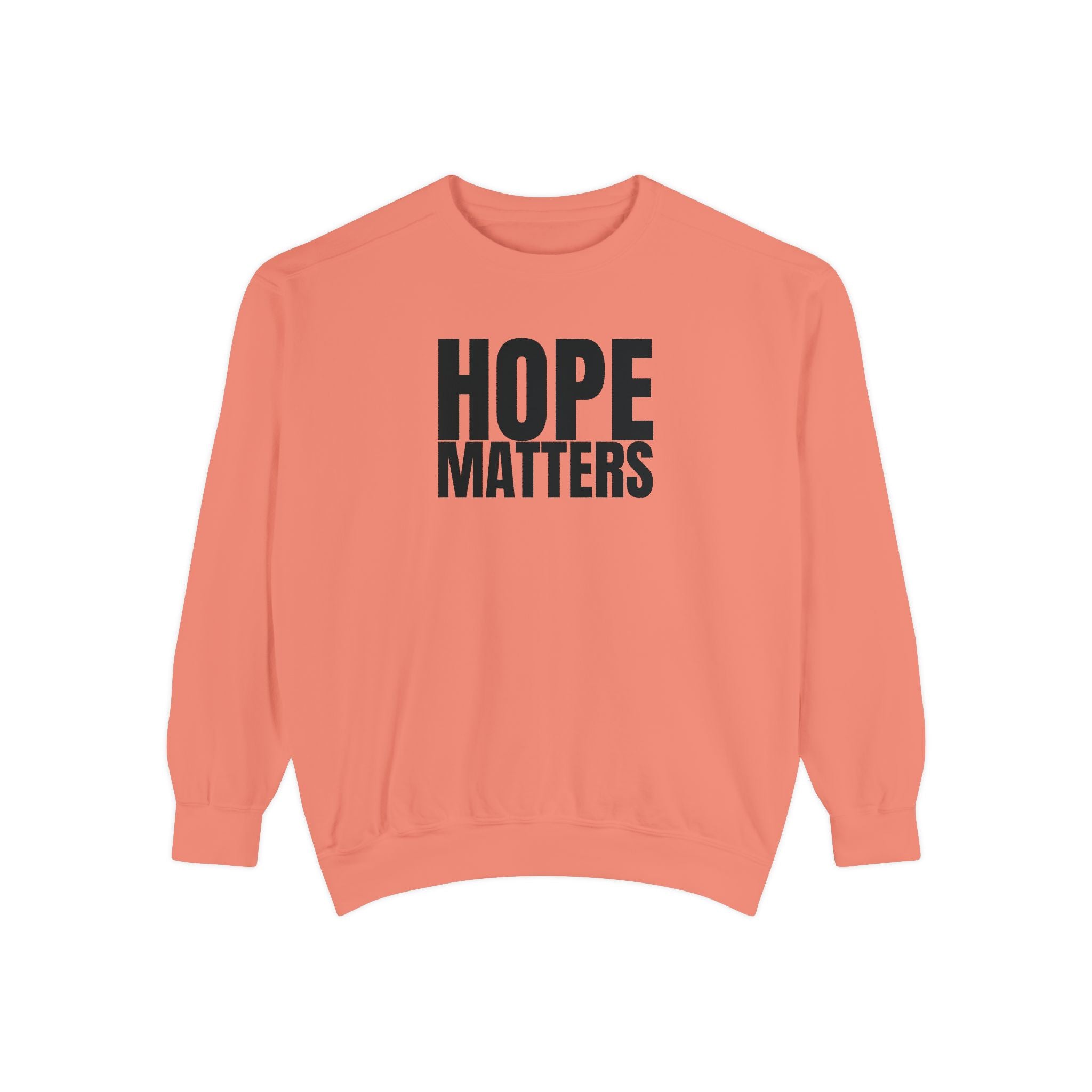 Multi Color Hope Matters Embroidered Minimalist Logo Sweatshirt — White Crewneck Casual Pullover