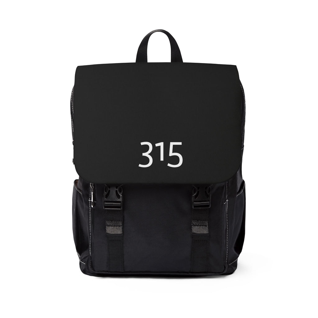 315 Number Casual Backpack — Minimalist Black Shoulder Bag