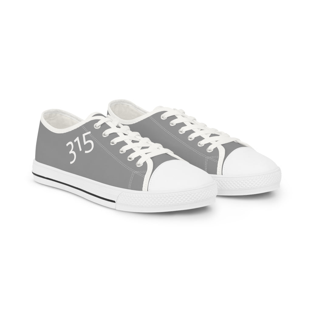 31 - Men's Gey Low Top Sneakers — Minimal Grey Canvas Shoes with '315' Side Graphic