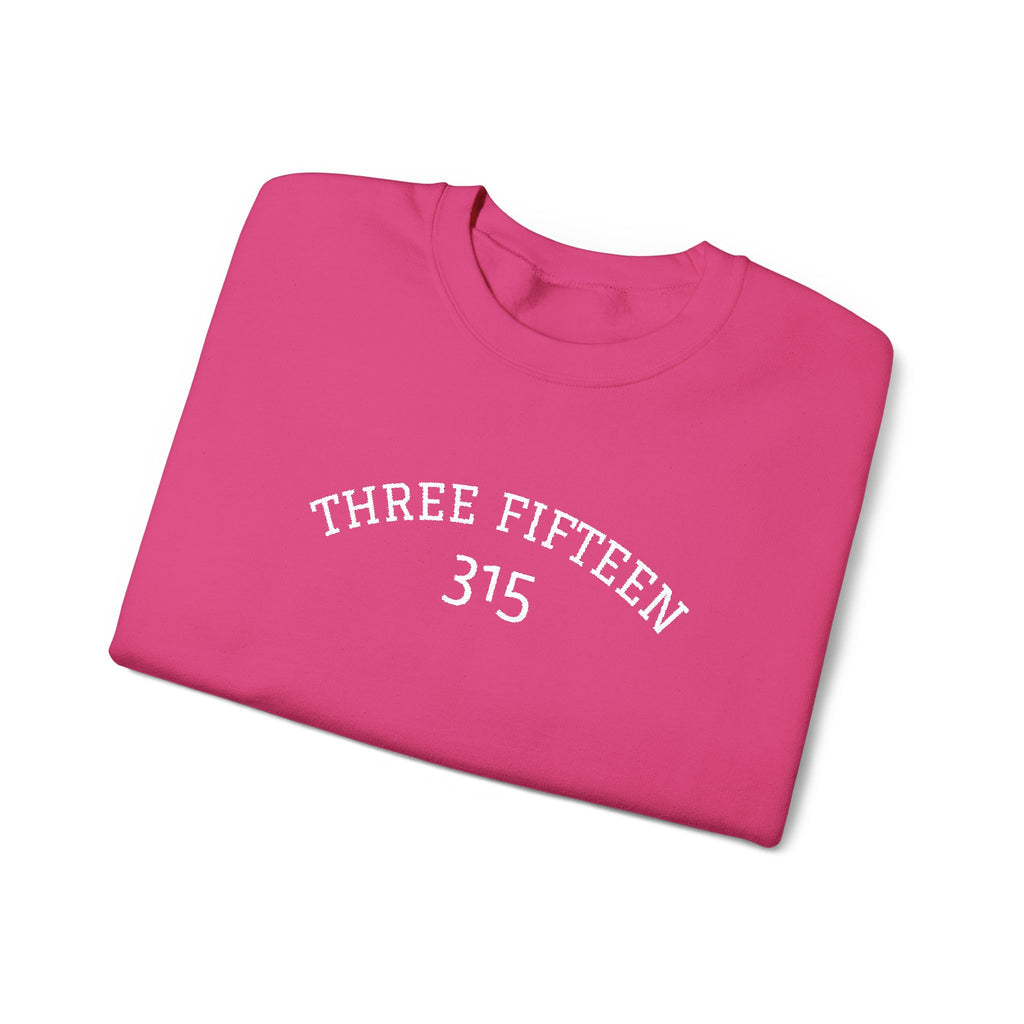 15 - Minimal '315' Embroidered Logo Crewneck Sweatshirt — White Casual Pullover