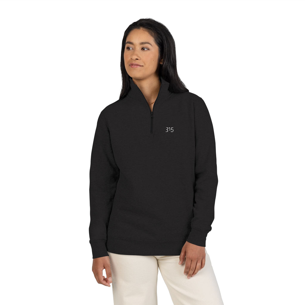 17 - TF Three Fifteen - Embroidered Hope 35 Fleece Pullover — Lightweight Quarter‑Zip Sweatshirt