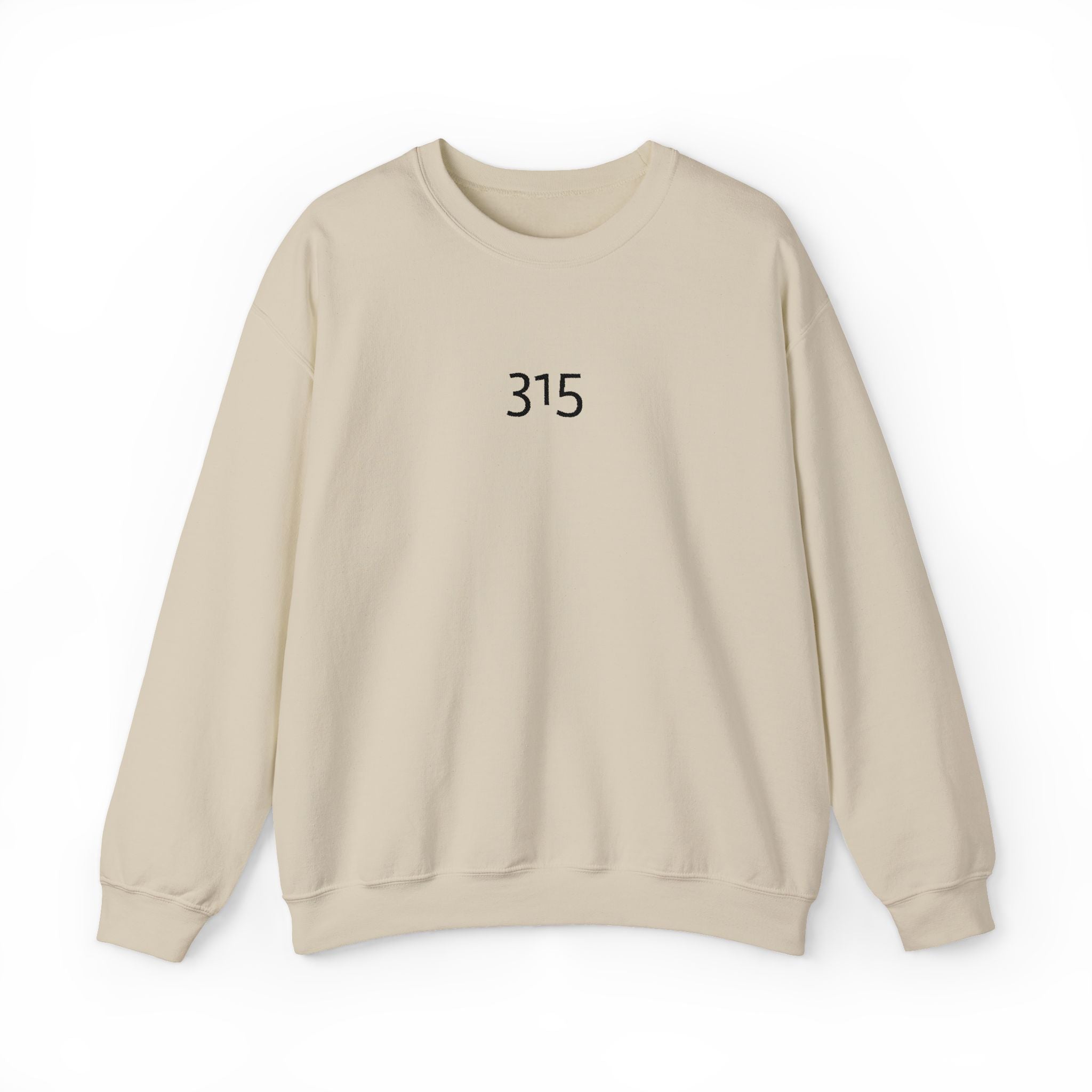 Minimal '315' Logo Crewneck Sweatshirt — White Casual Pullover