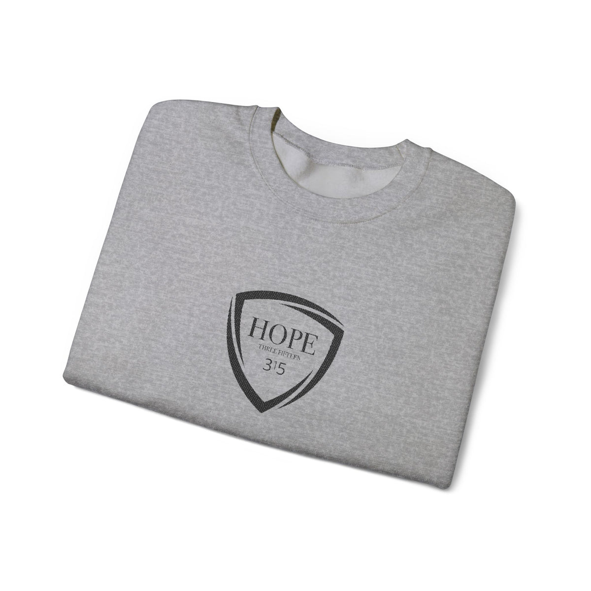 15 - Embroidered Hope Shield Crewneck Sweatshirt — Motivational Black Pullover