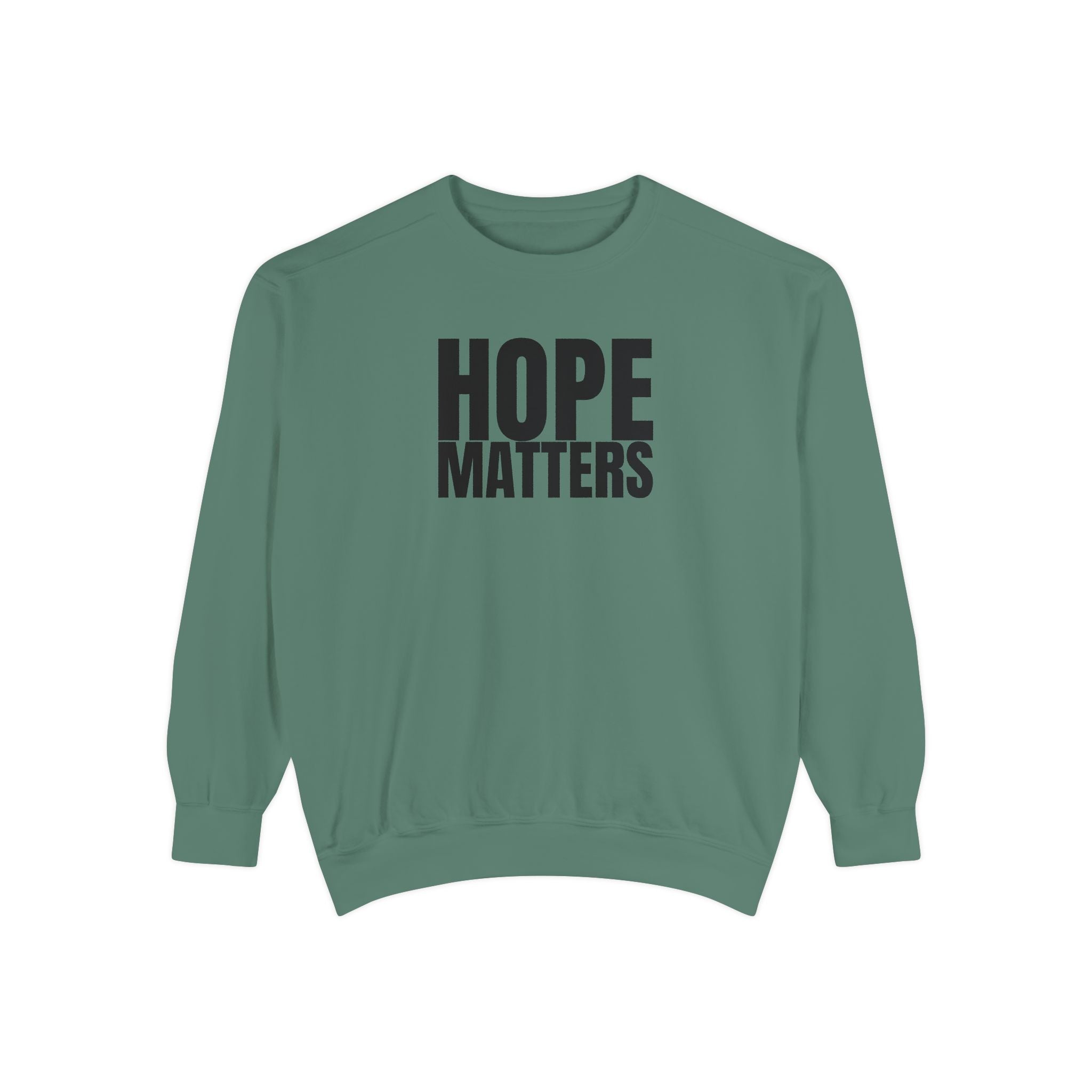Multi Color Hope Matters Embroidered Minimalist Logo Sweatshirt — White Crewneck Casual Pullover