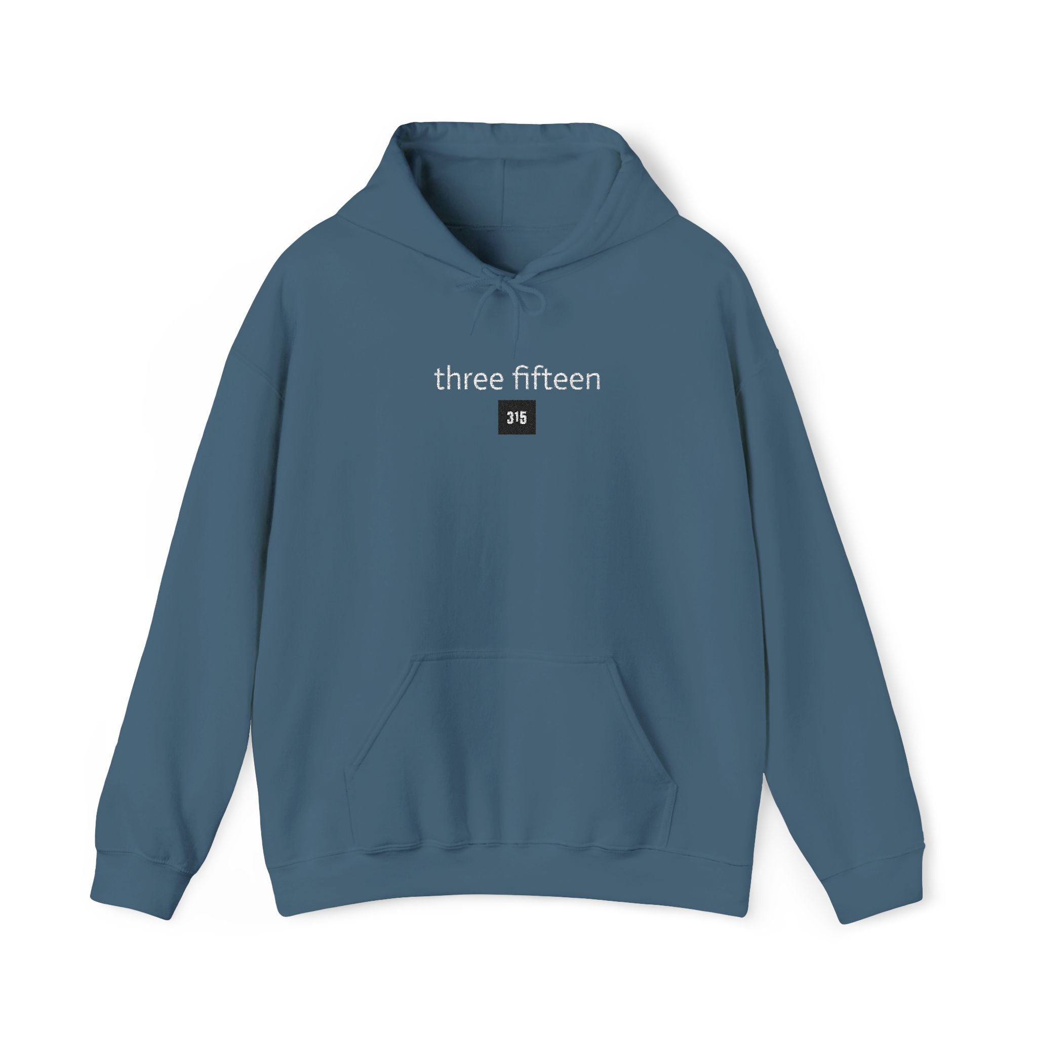16 - 315 Square Embroidered Hoodie — Minimalist Distressed Graphic Sweatshirt